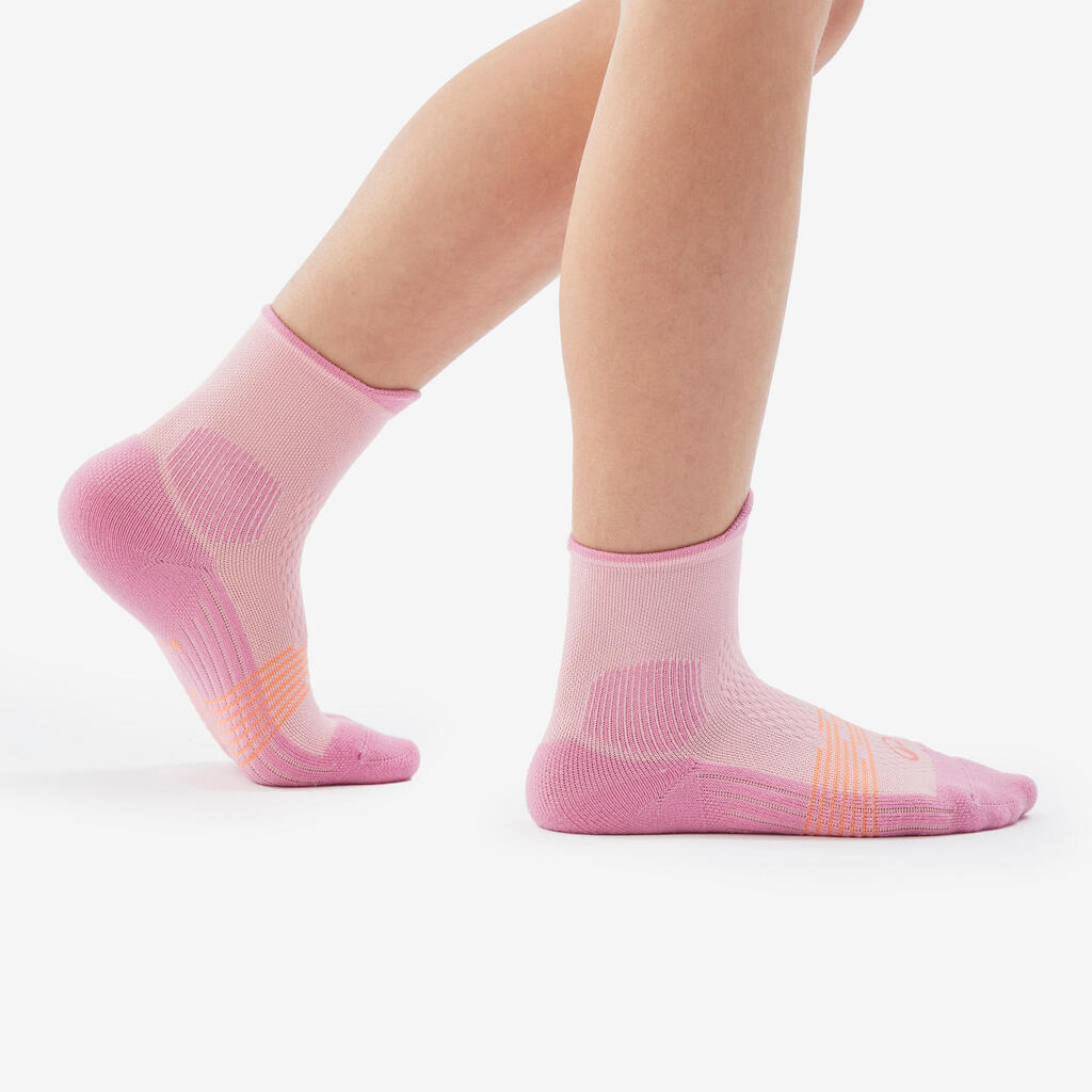 Chaussettes de randonnée enfant (lot 2 paires), HIKE500 Mid marron et bleu