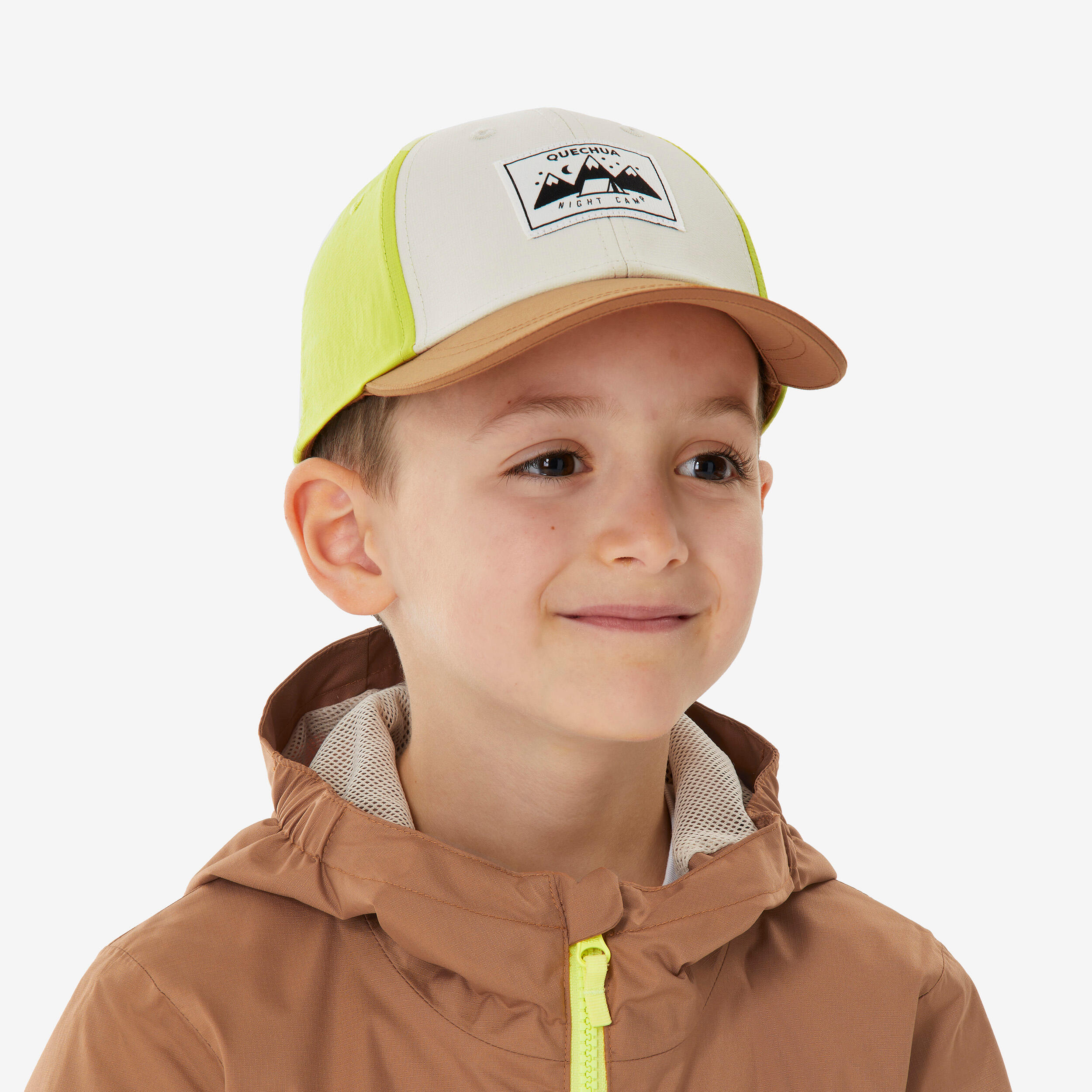 Kids’ hiking cap, MH100 - Beige, Yellow