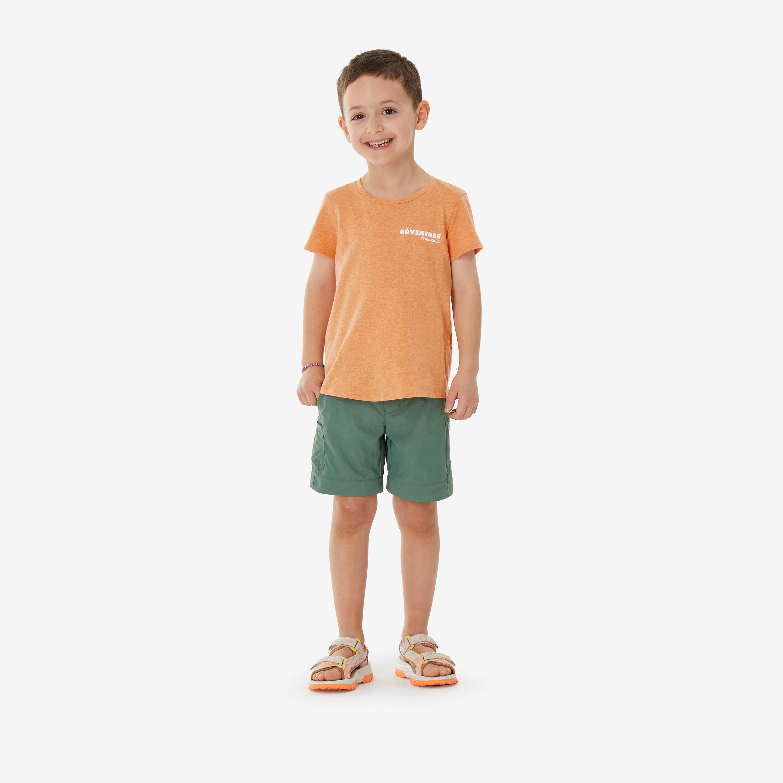 Kids’ convertible hiking trousers, 2-6 years, MH500 - Green 2/9