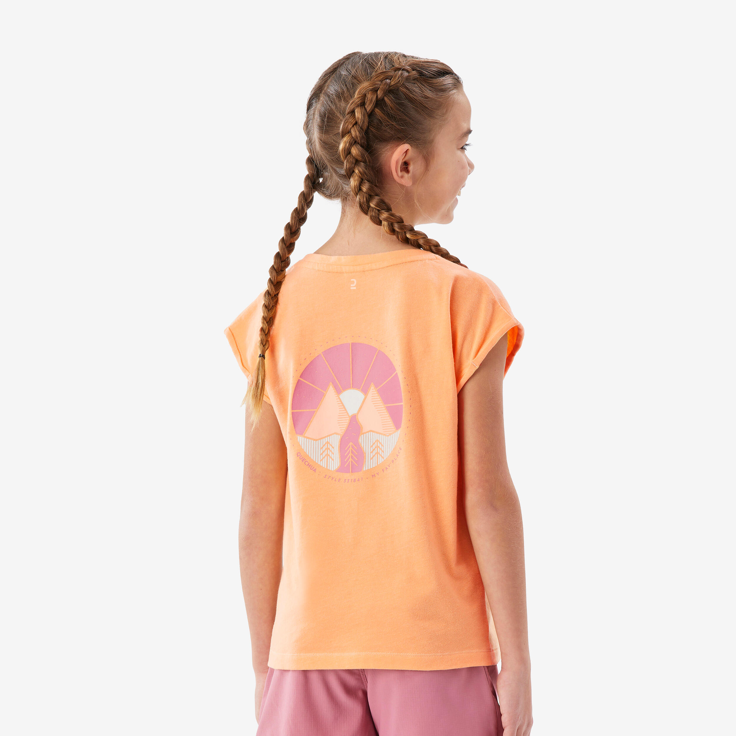 Kids’ hiking T-shirt, 7-15 years, NH100 - Orange