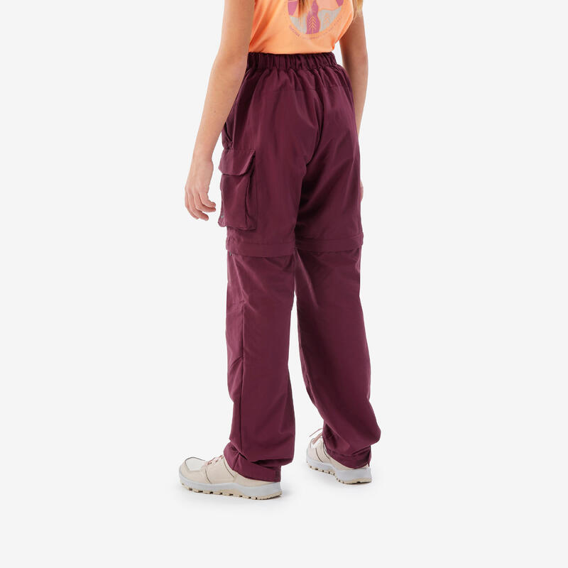 Pantalon modulable de randonnée enfant 7-15 ans, MH500 bordeaux