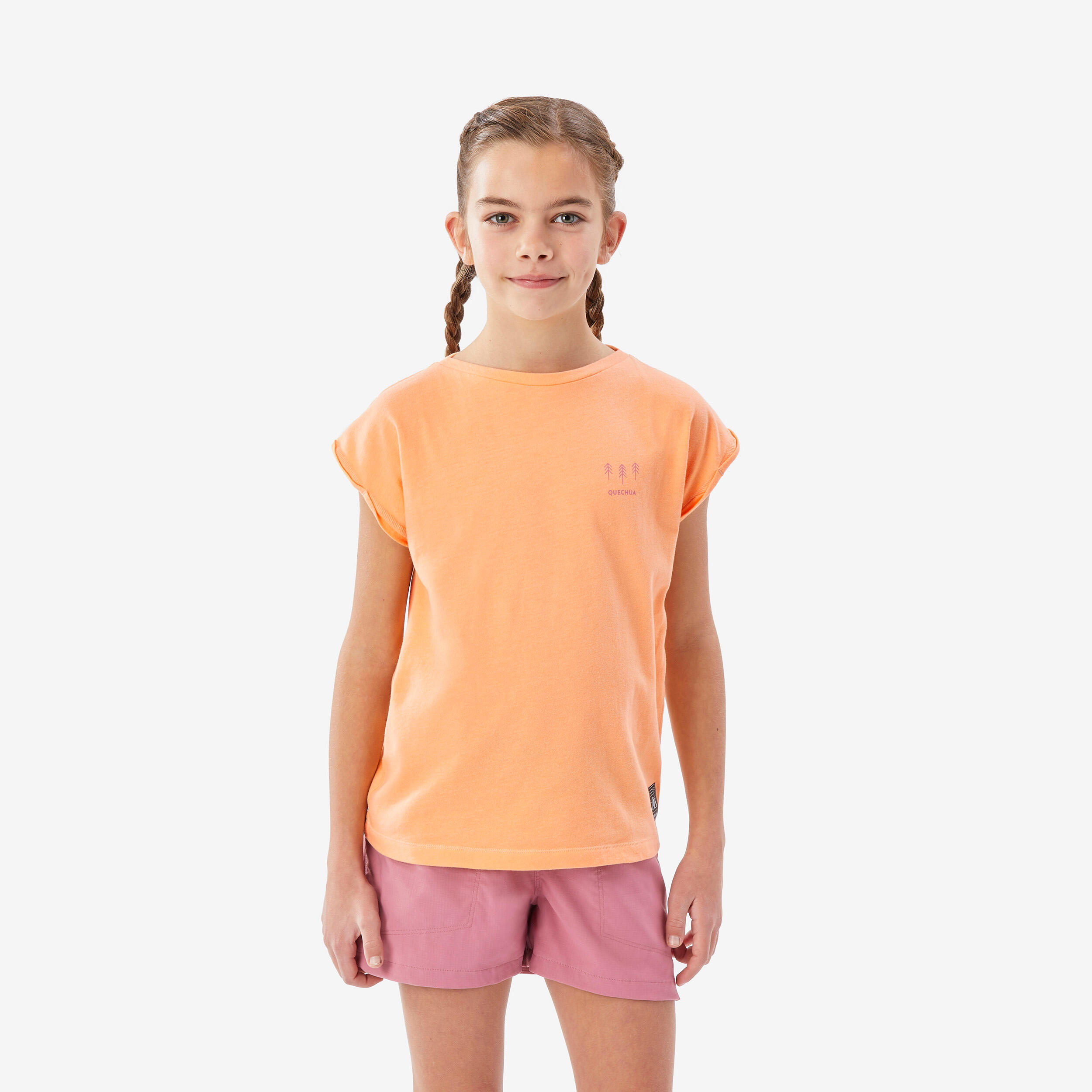 Kids’ hiking T-shirt, 7-15 years, NH100 - Orange
