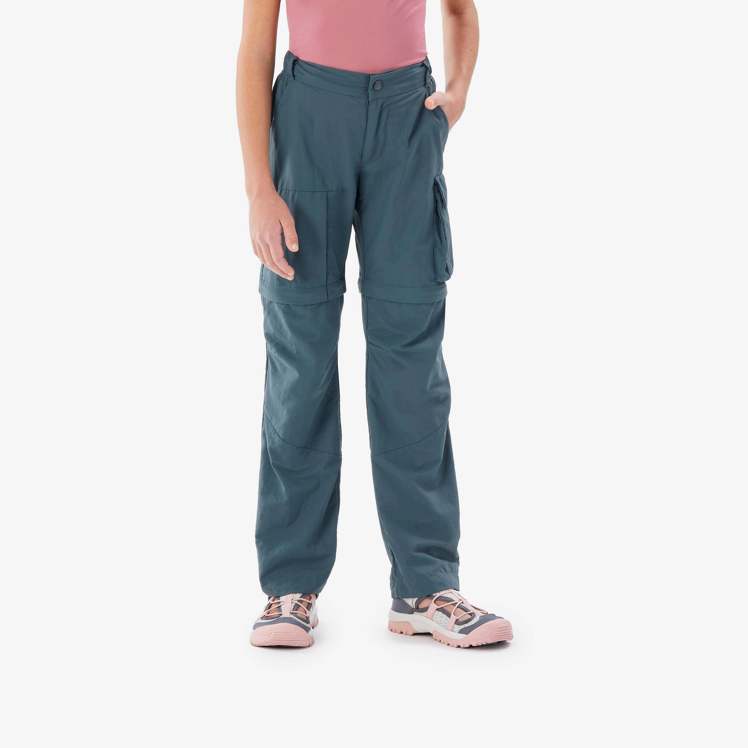 Kids’ convertible hiking trousers, MH500 blue -  1