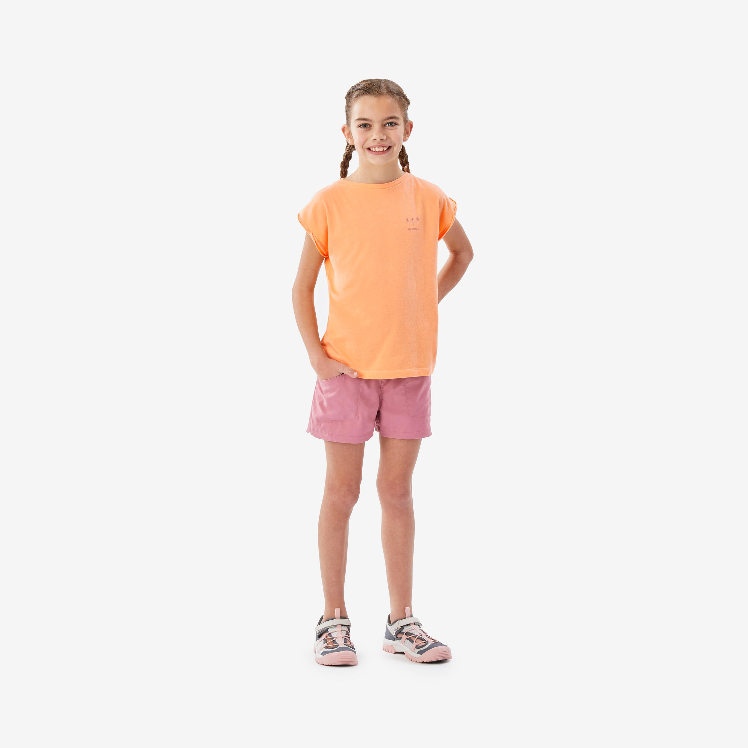 Kids’ hiking T-shirt, 7-15 years, NH100 - Orange