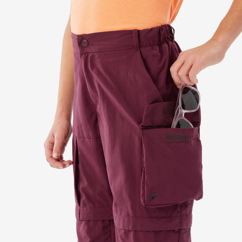 Zip-Off-Hose Kinder Gr. 123-172 Wandern - MH500 weinrot