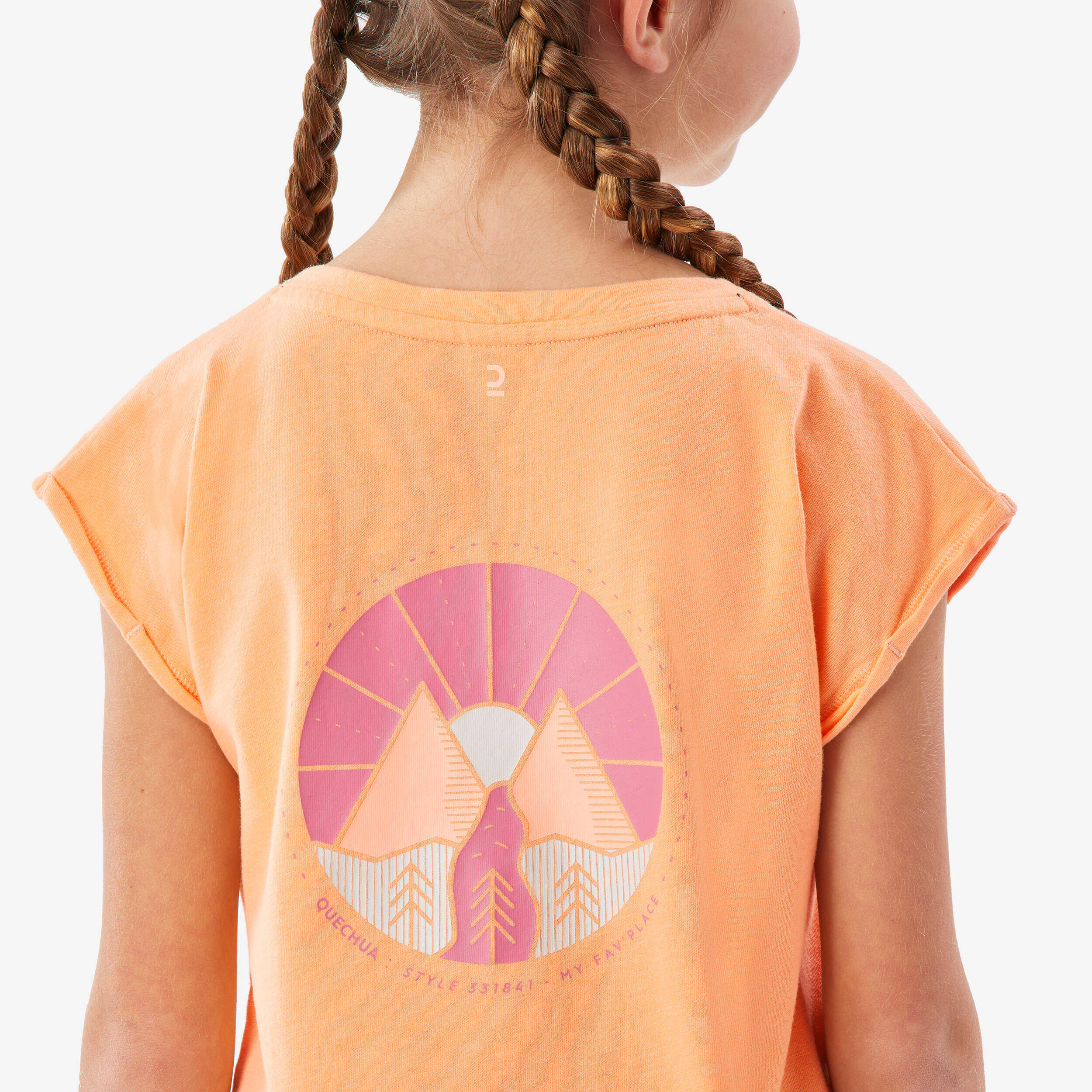 Kids’ hiking T-shirt, 7-15 years, NH100 - Orange -  3