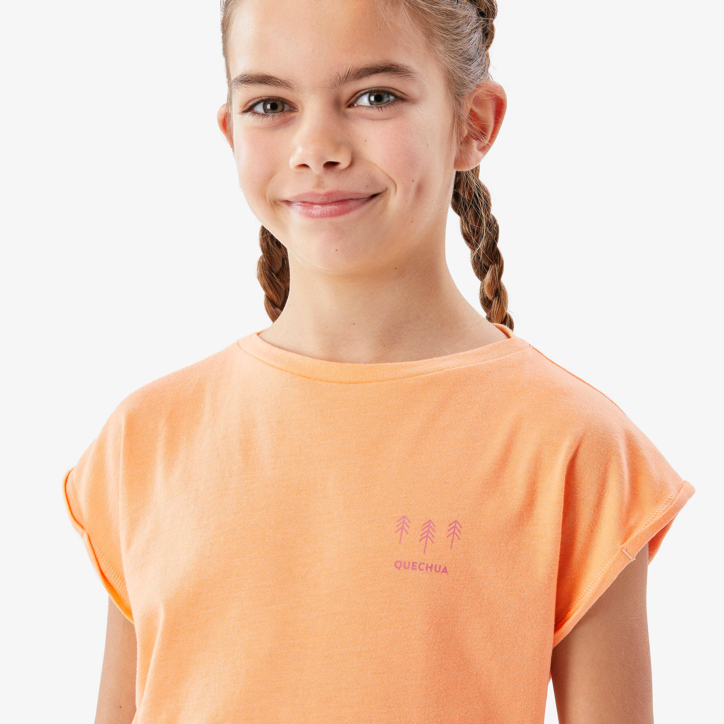 Kids’ hiking T-shirt, 7-15 years, NH100 - Orange -  4