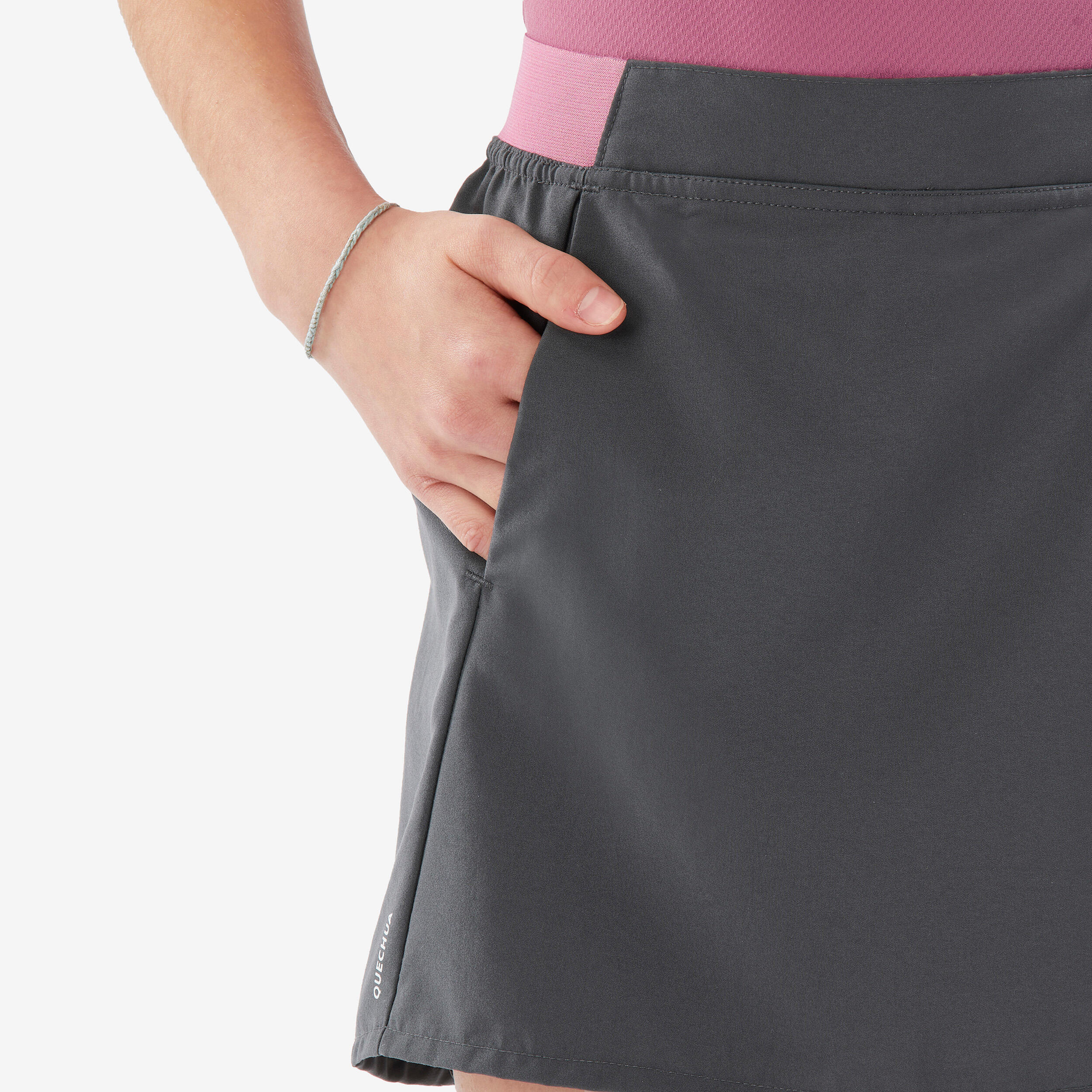 Kids' Hiking Skort 7-15 Years, MH 100 - Grey - QUECHUA
