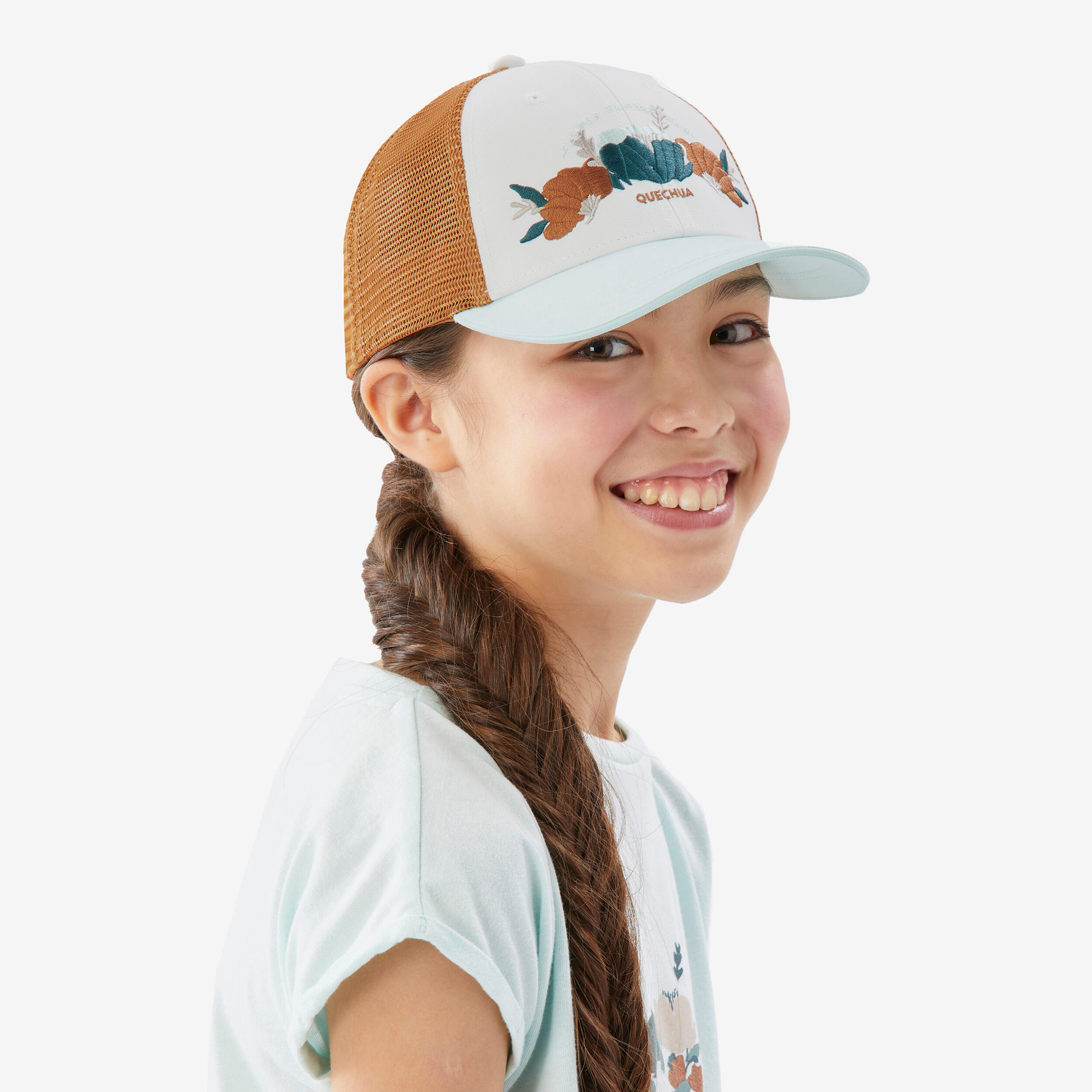 Kids’ Trucker hiking cap MH500, 7-15 years - White