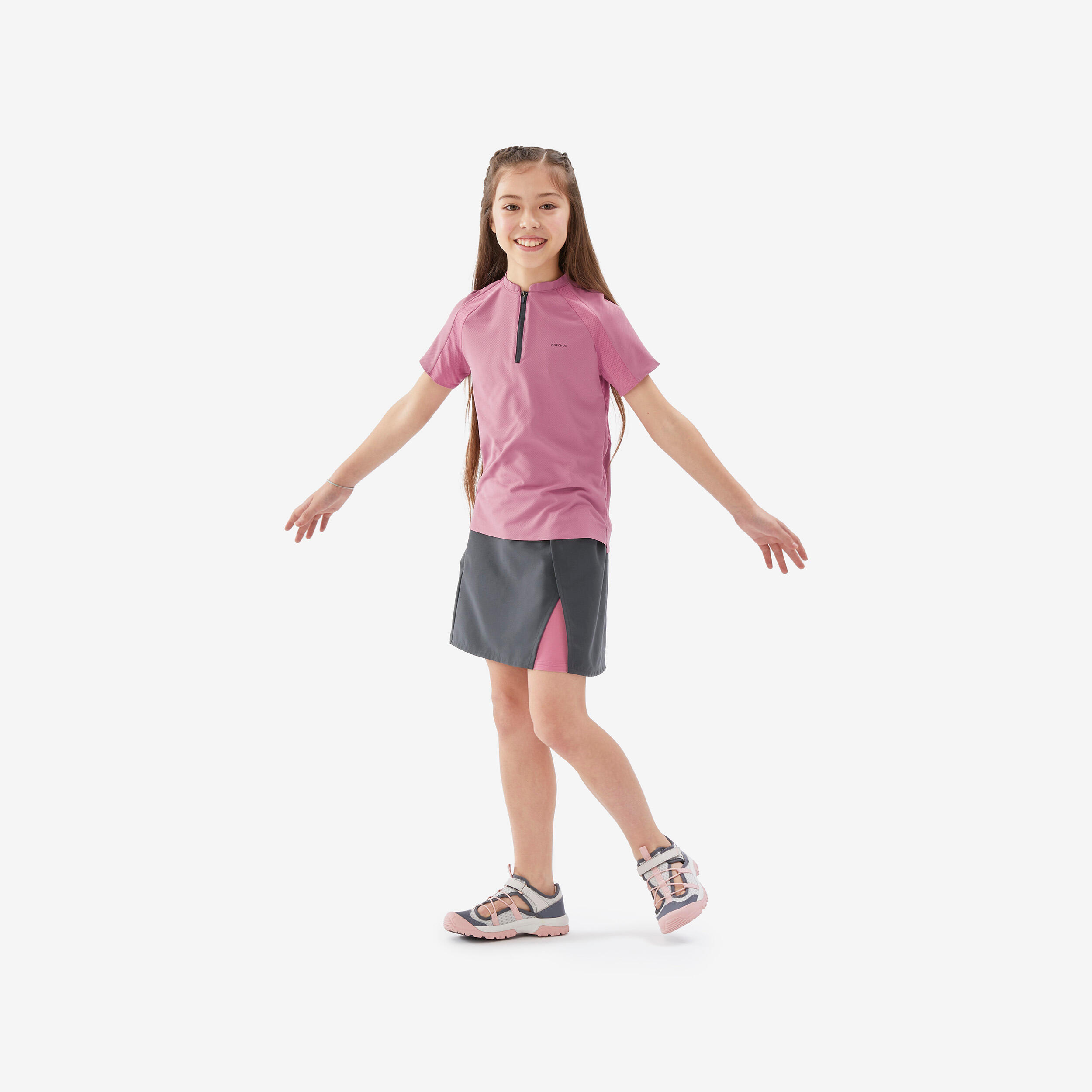 Kids' Hiking Skort 7-15 Years, MH 100 - Grey - QUECHUA