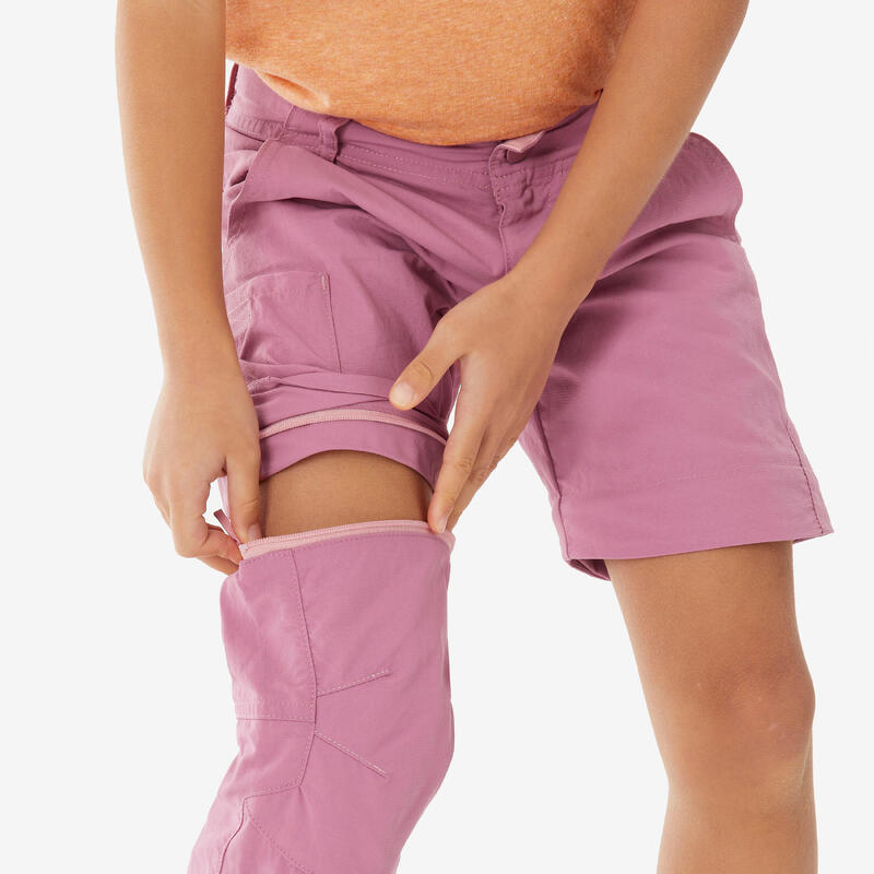 Pantalon Modulabil Drumeție MH500 Roz Fete 2-6 ani