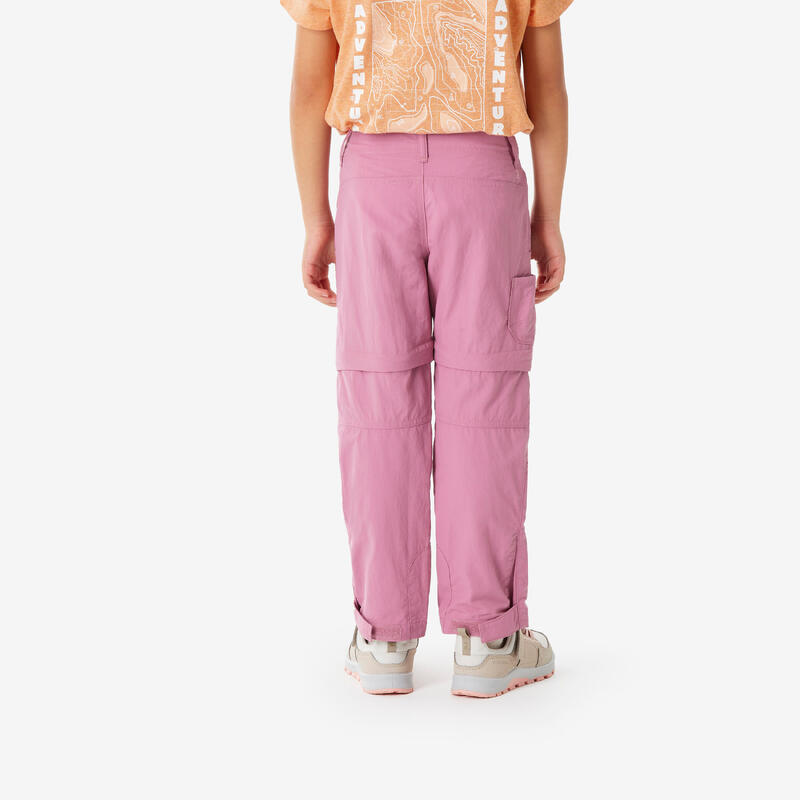 Pantalon Modulabil Drumeție MH500 Roz Fete 2-6 ani