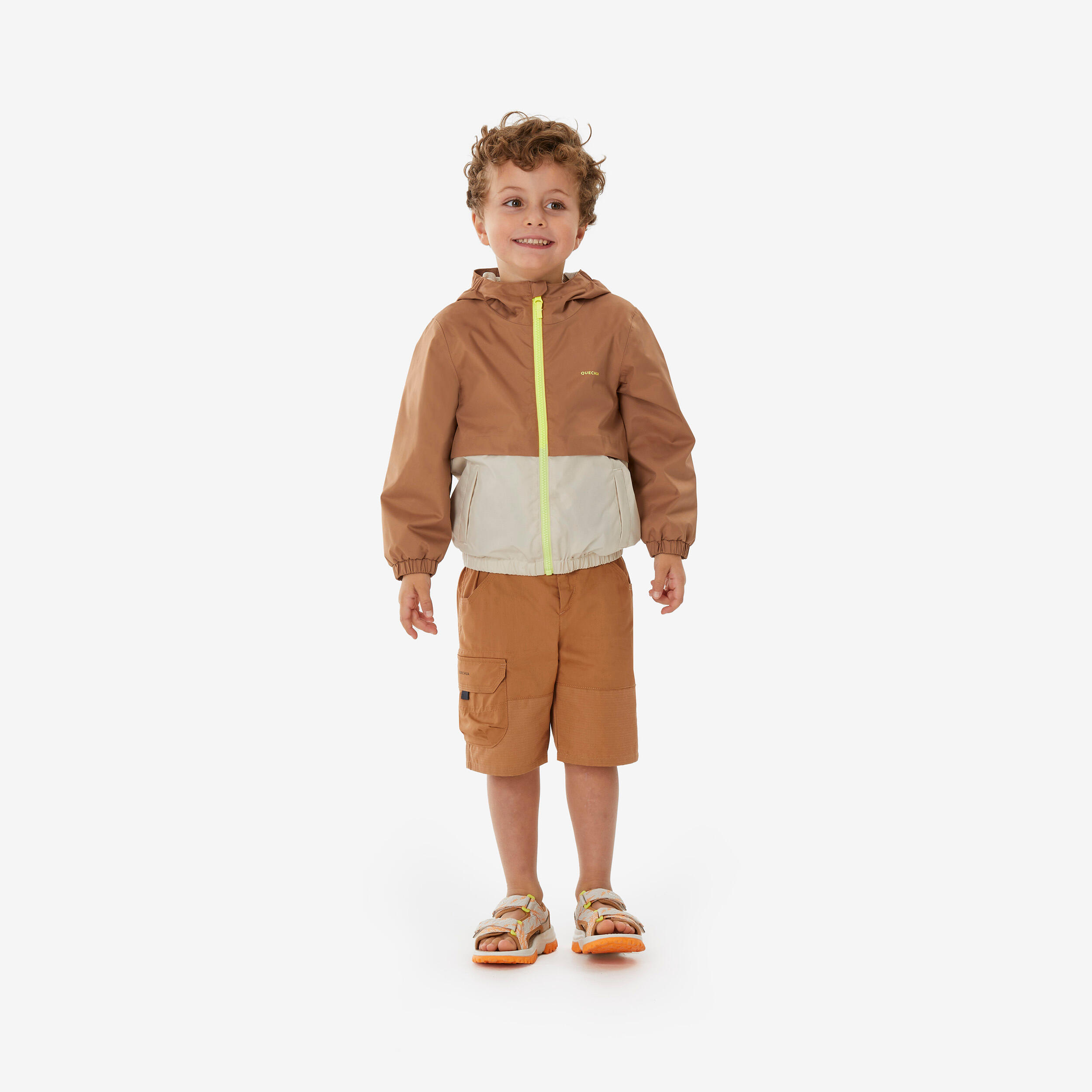 Kids' Waterproof Hiking Jacket - MH500 Brown Ages 2-6 - QUECHUA
