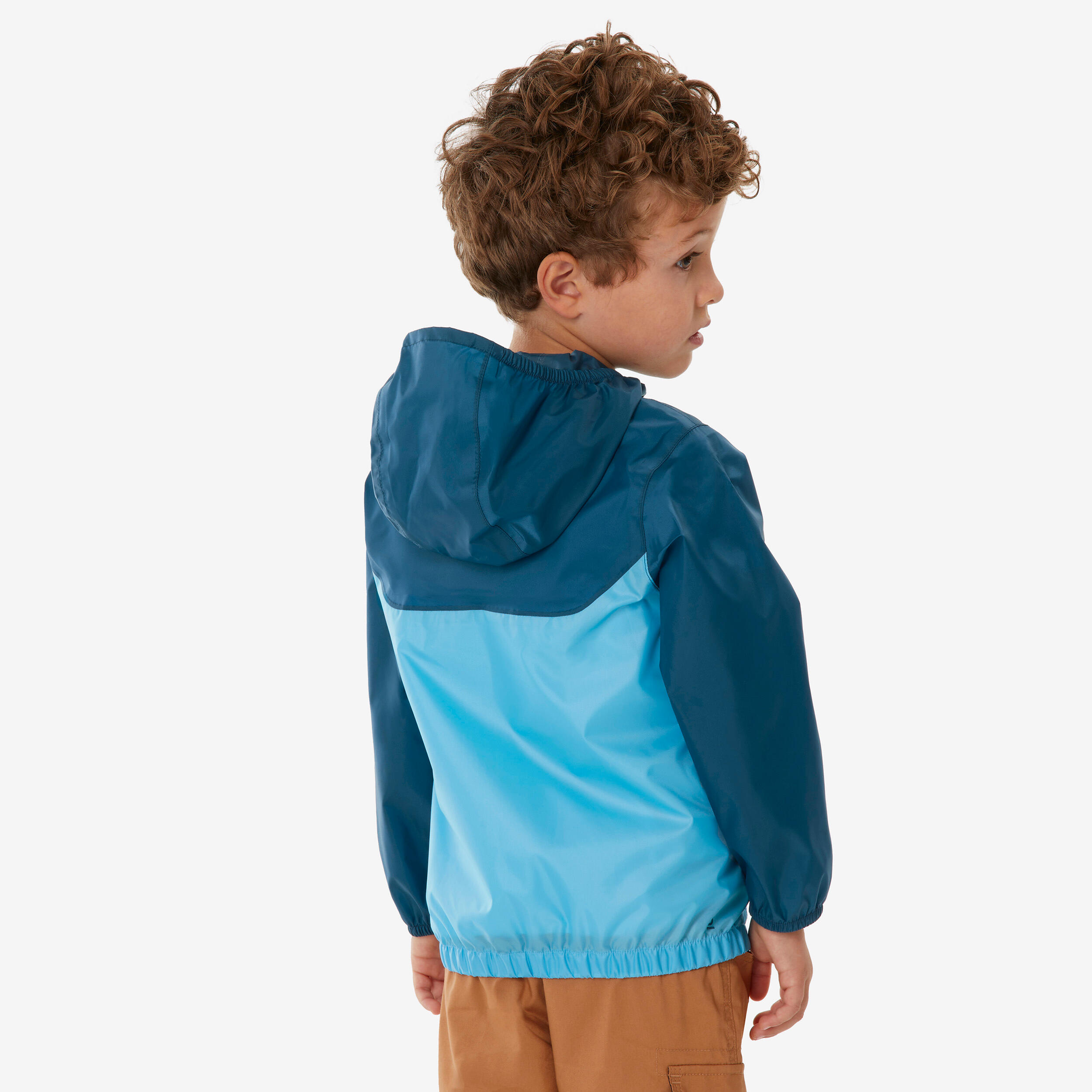 Kids’ Waterproof Hiking Jacket with Zip, MH100 Blue Ages 2-6 - QUECHUA