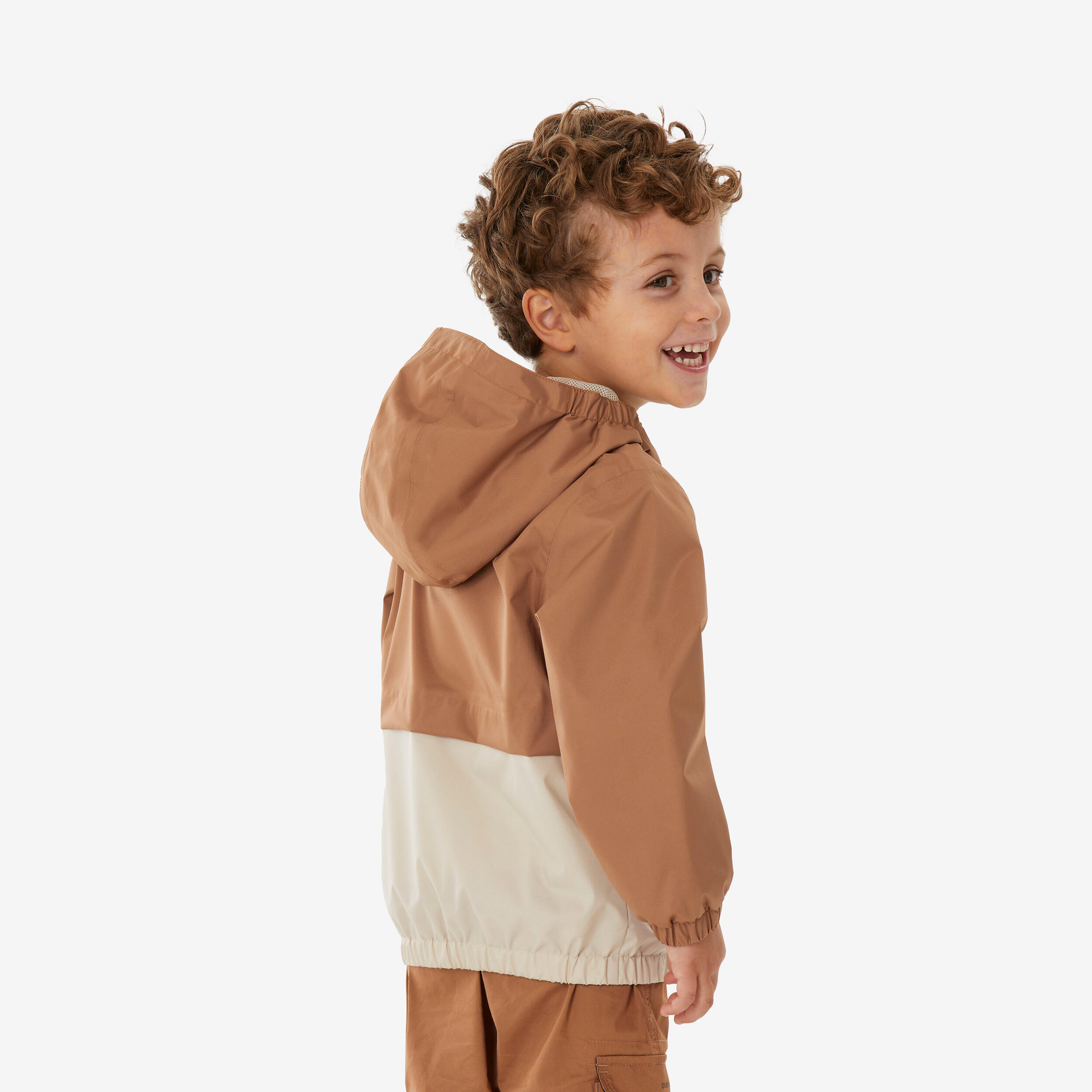 Kids' Waterproof Hiking Jacket - MH500 Brown Ages 2-6 - QUECHUA