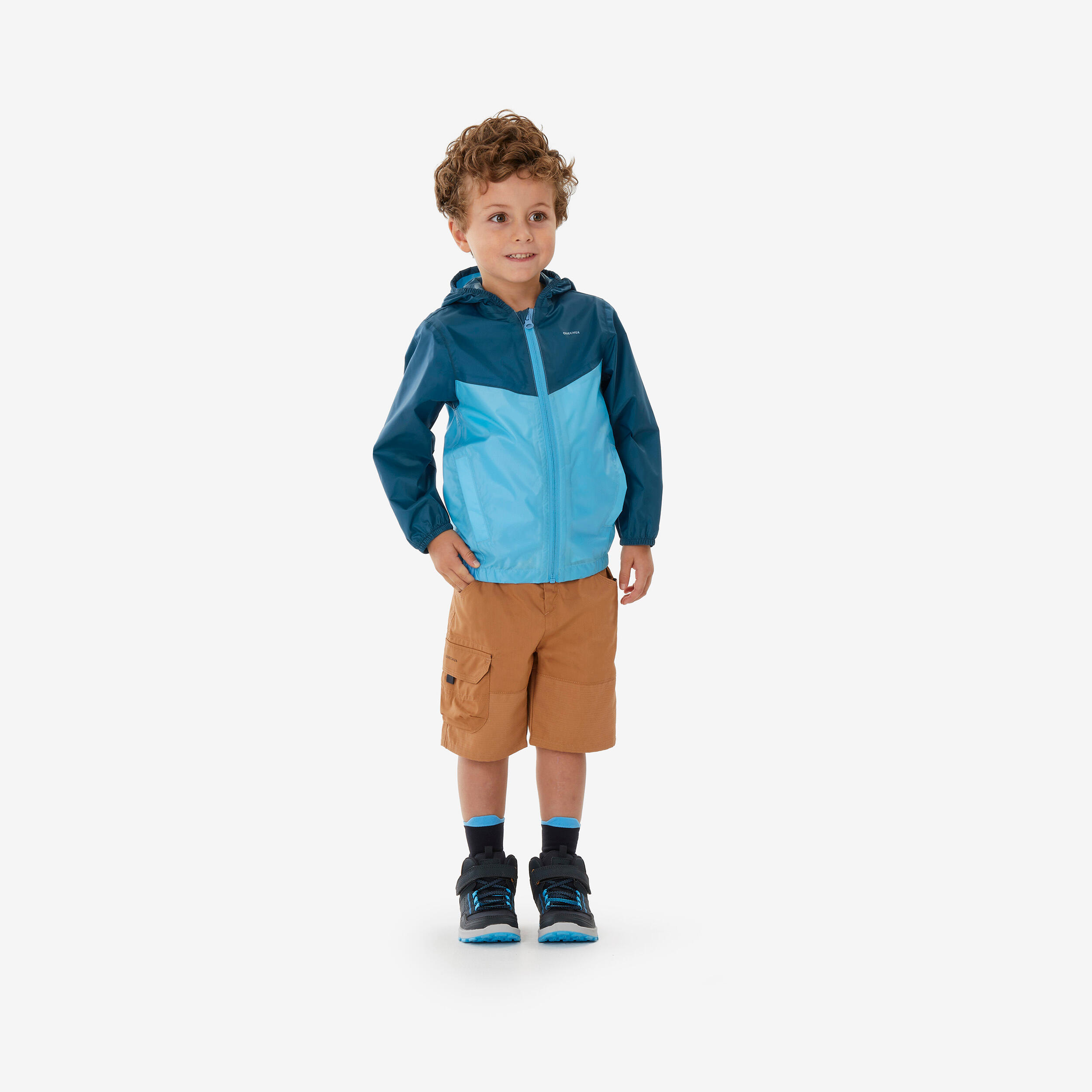 Manteau imperméable de randonnée enfant - MH 100 zip bleu 2-6 ans - QUECHUA