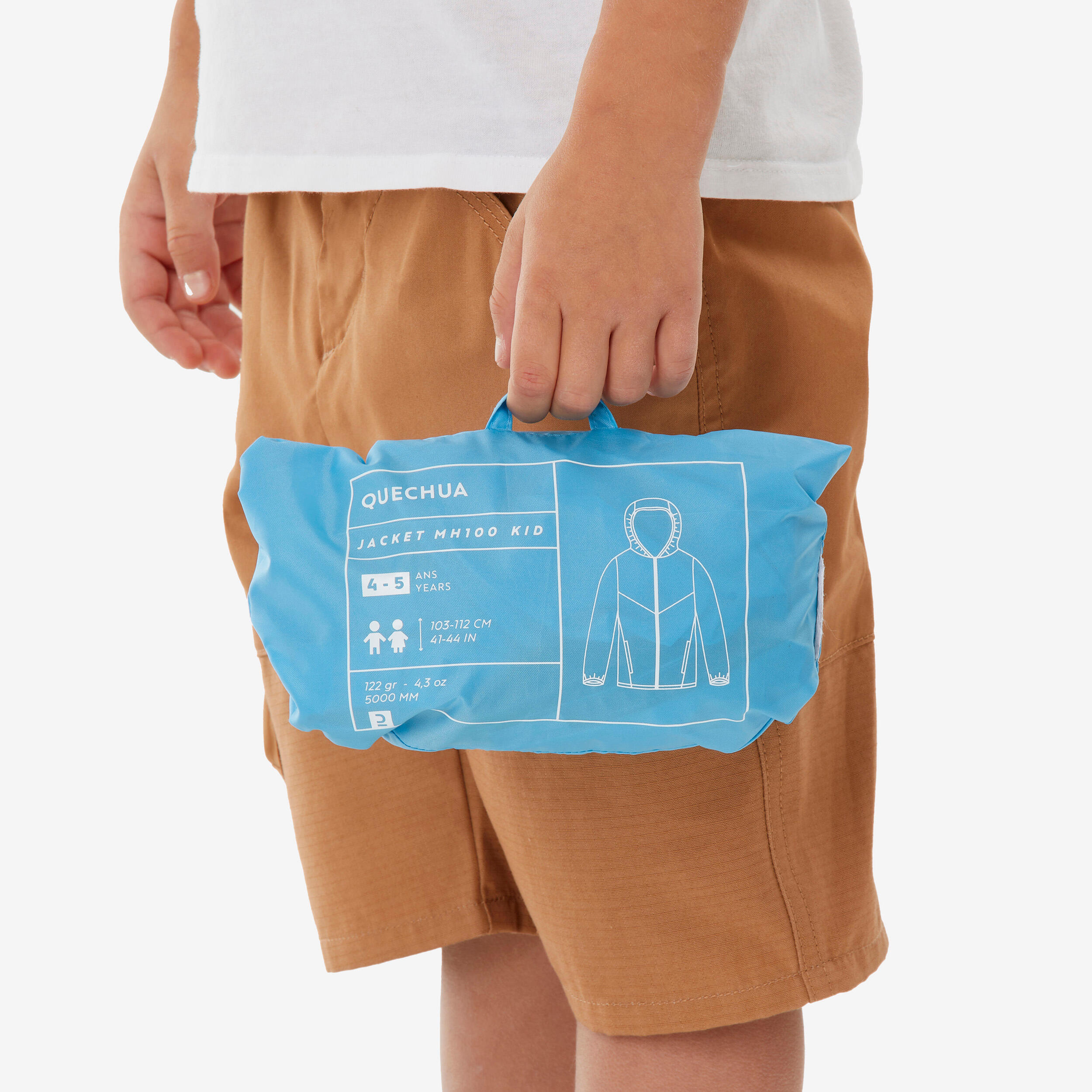 Giacca trekking bambino MH100 ZIP impermeabile azzurra 7/7