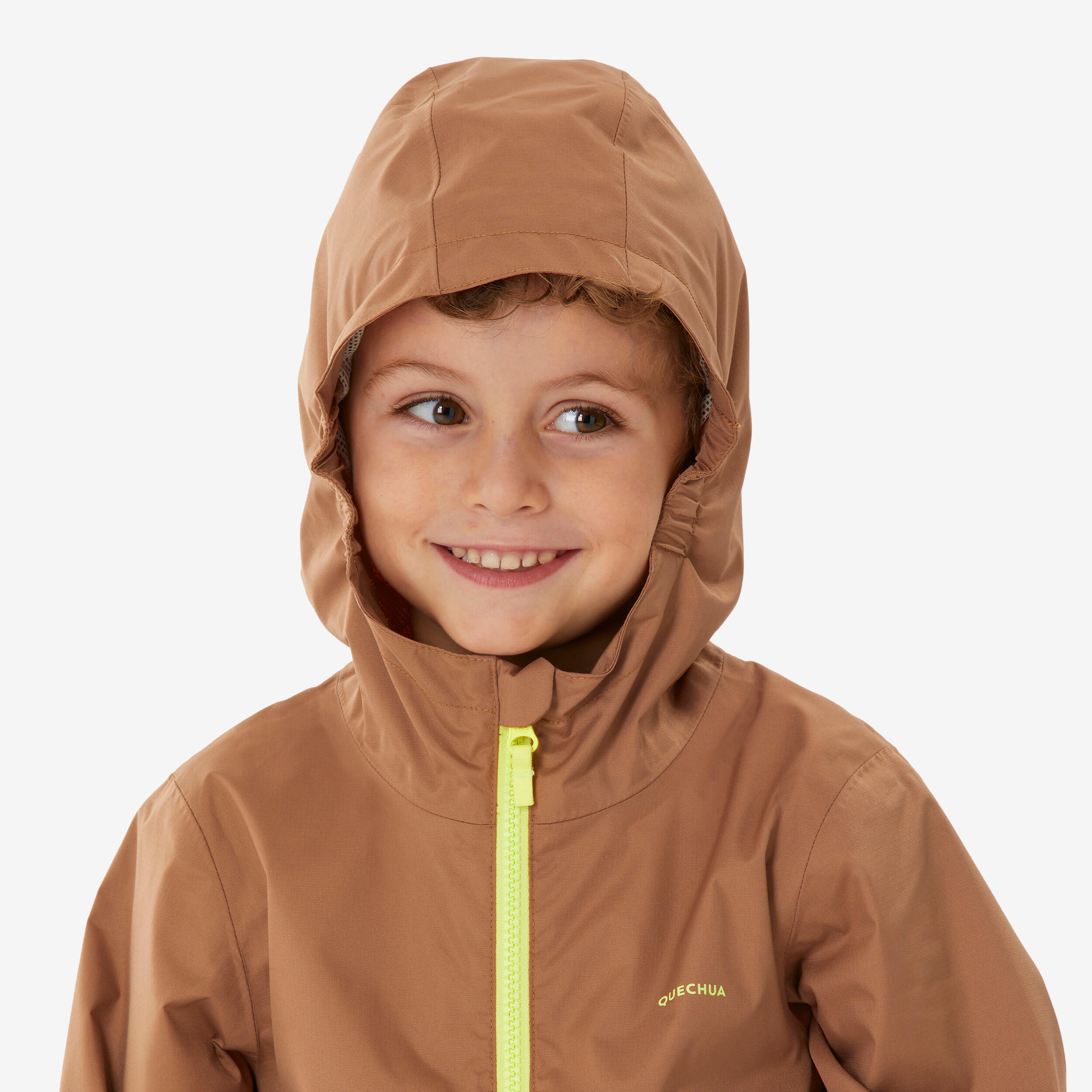 Kids' Waterproof Hiking Jacket - MH500 Brown Ages 2-6 - QUECHUA