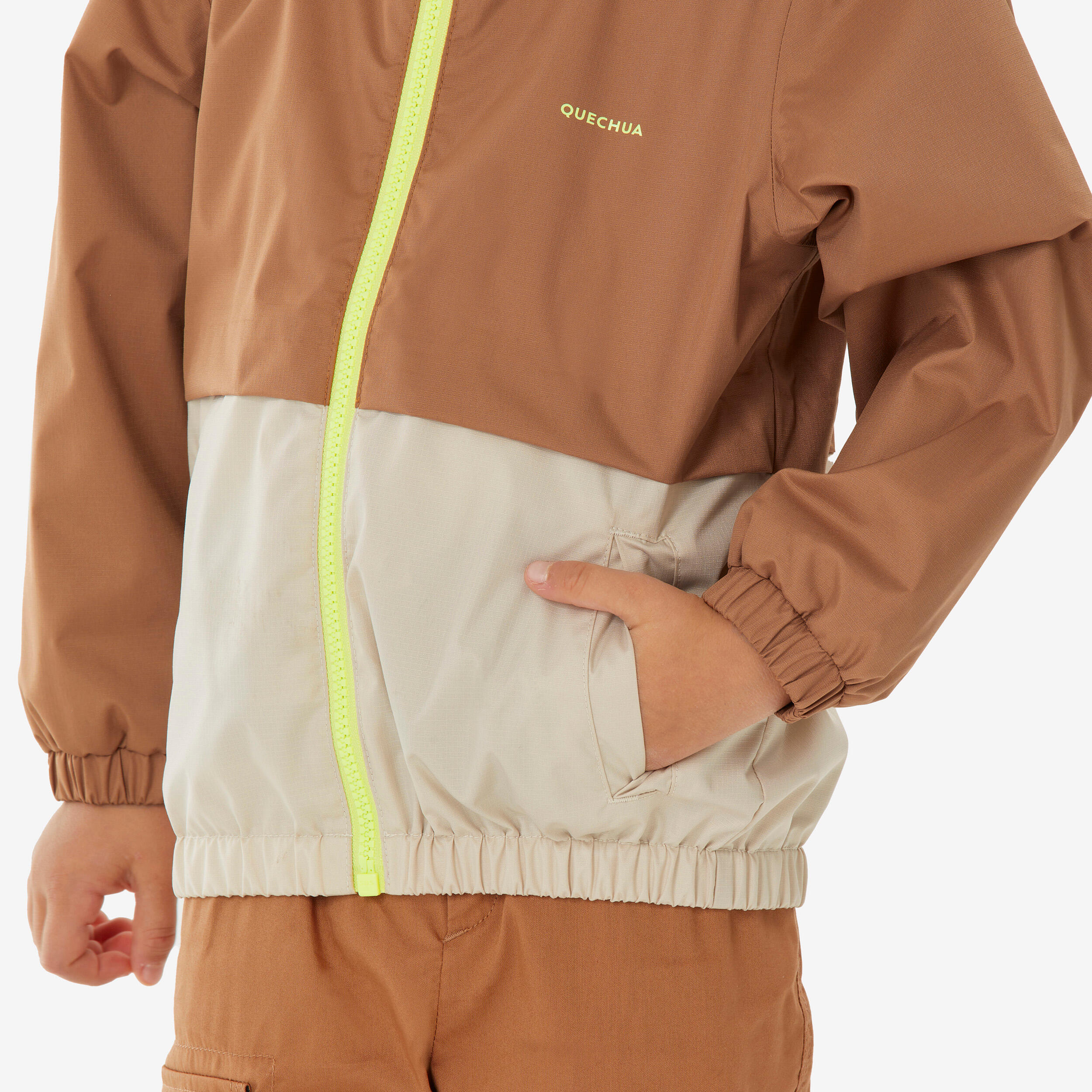 Kids' Waterproof Hiking Jacket - MH500 Brown Ages 2-6 - QUECHUA