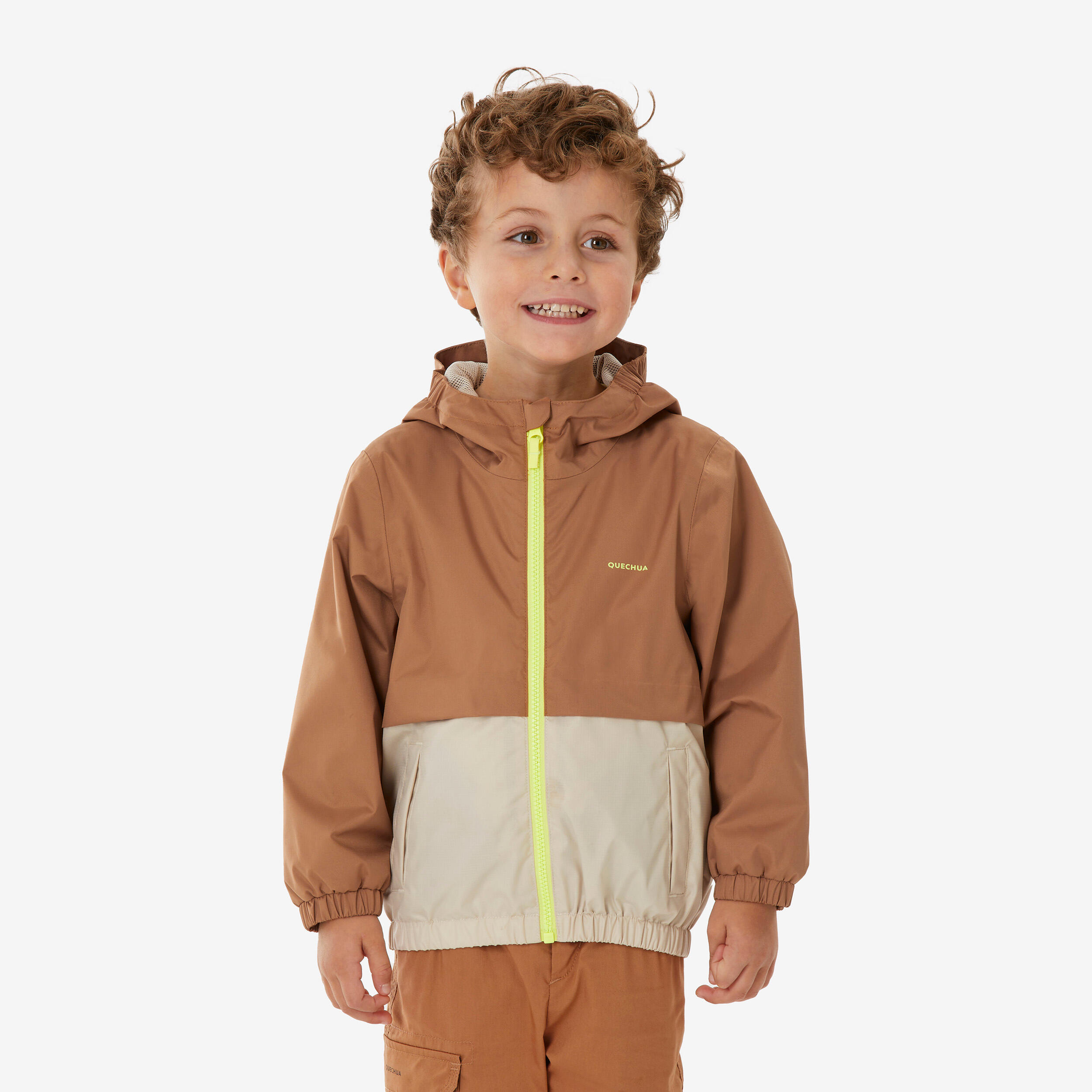 QUECHUA Wanderjacke MH500 Kinder wasserdicht Gr. 92–122 braun 