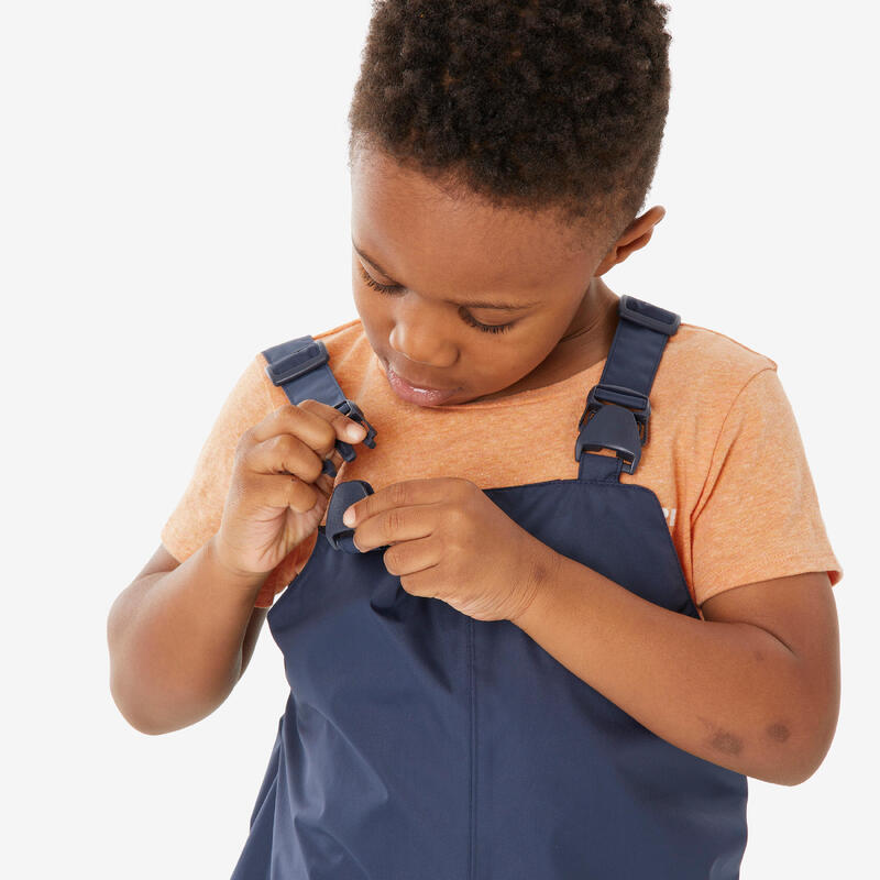 Salopette imperméable de randonnée enfant 2-6 ans, NH100 bleu marine