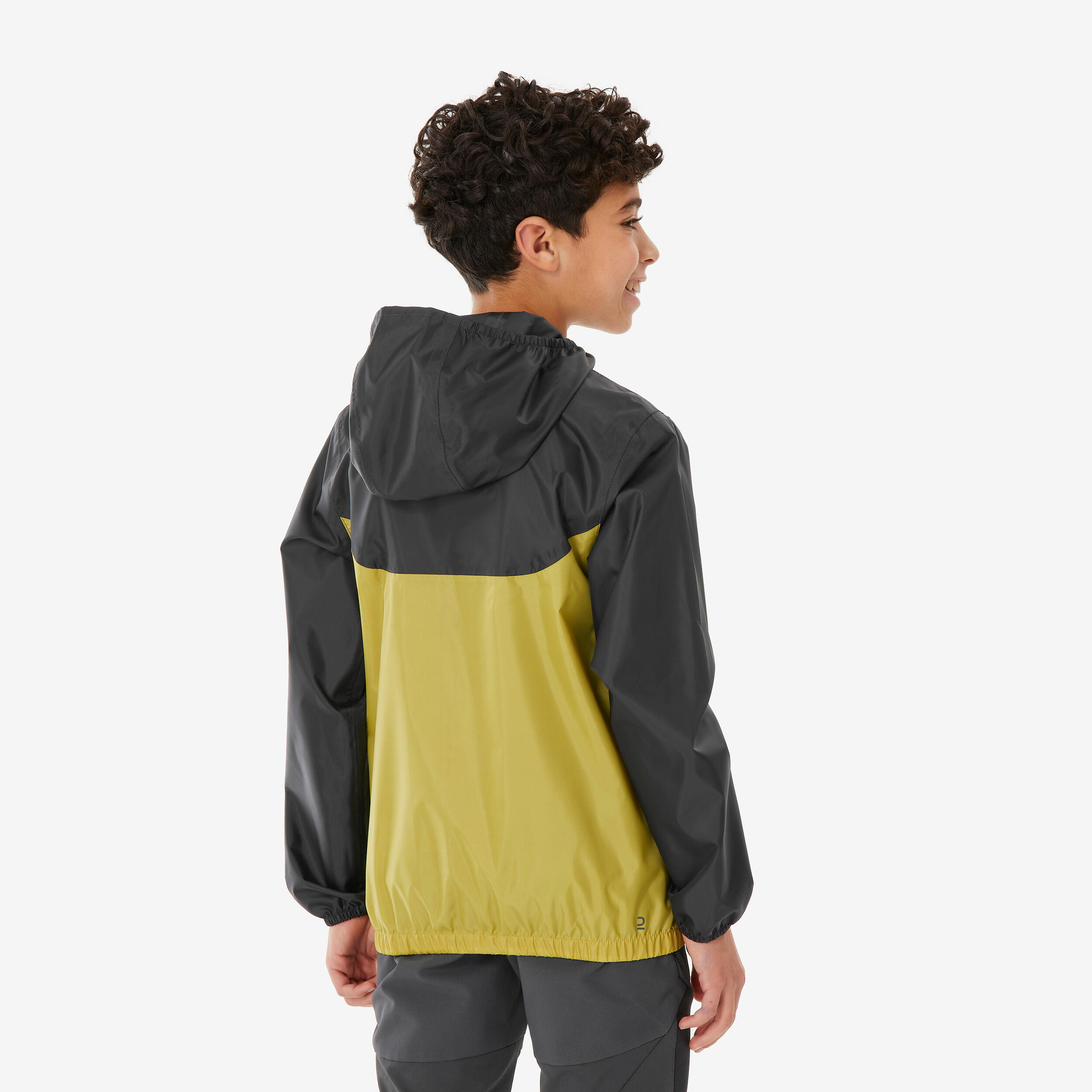 Kids’ waterproof hiking zip jacket, 7-15 years, MH100 - Grey Khaki