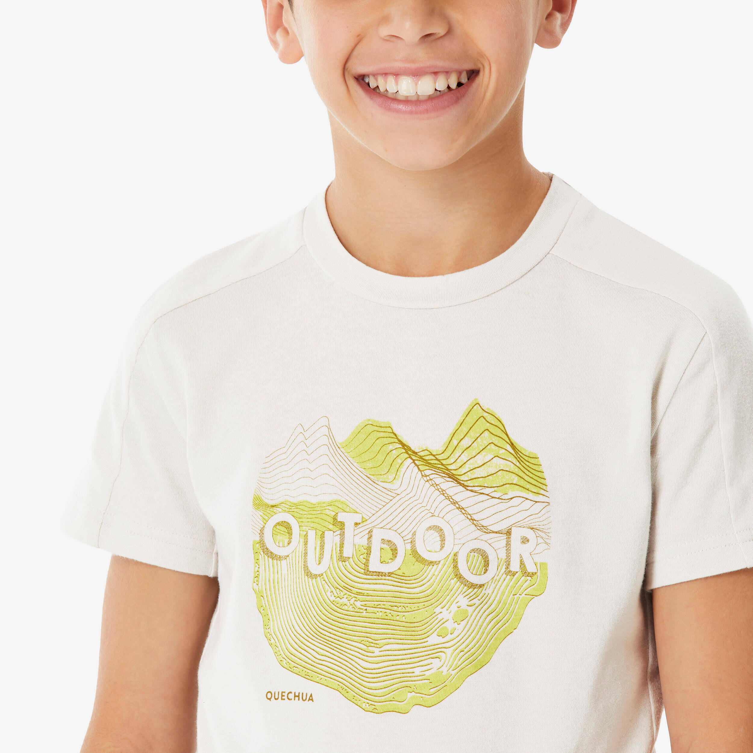 Kids’ hiking T-shirt, NH100 7-15 years - Twin Beige -  3