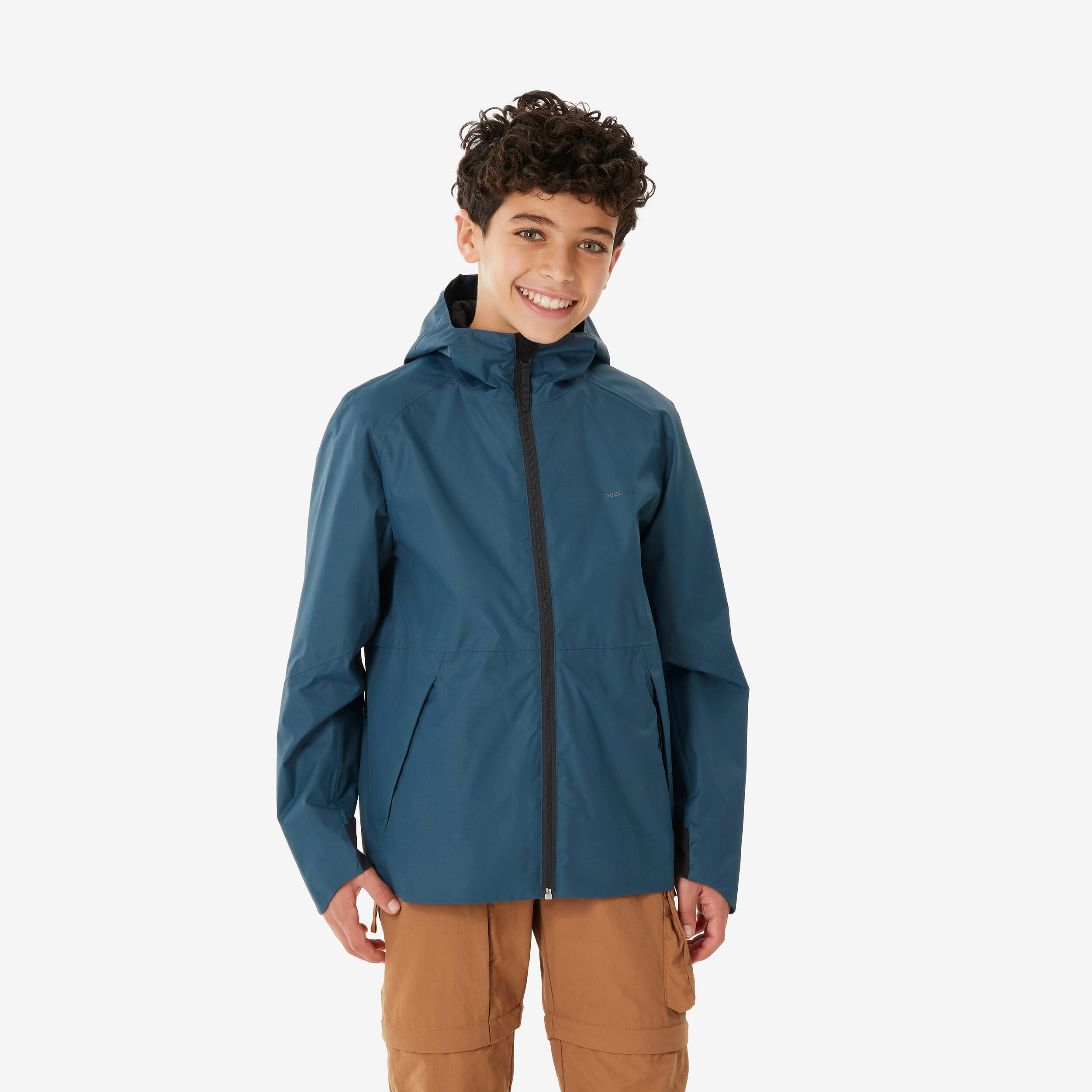 Veste imperméable de randonnée enfant - MH500 bleu 7-15 ans - QUECHUA