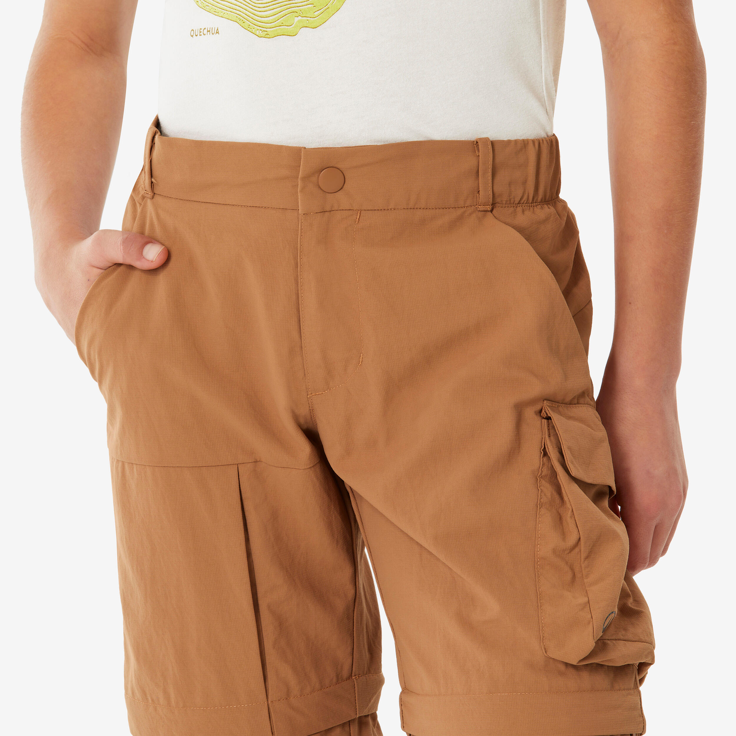Pantaloni modulabili trekking bambino MH500 MODUL marroni QUECHUA