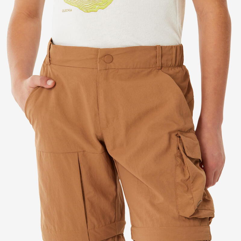 Pantalon Modulabil Drumeție MH500 Maro Copii 7-15 ani