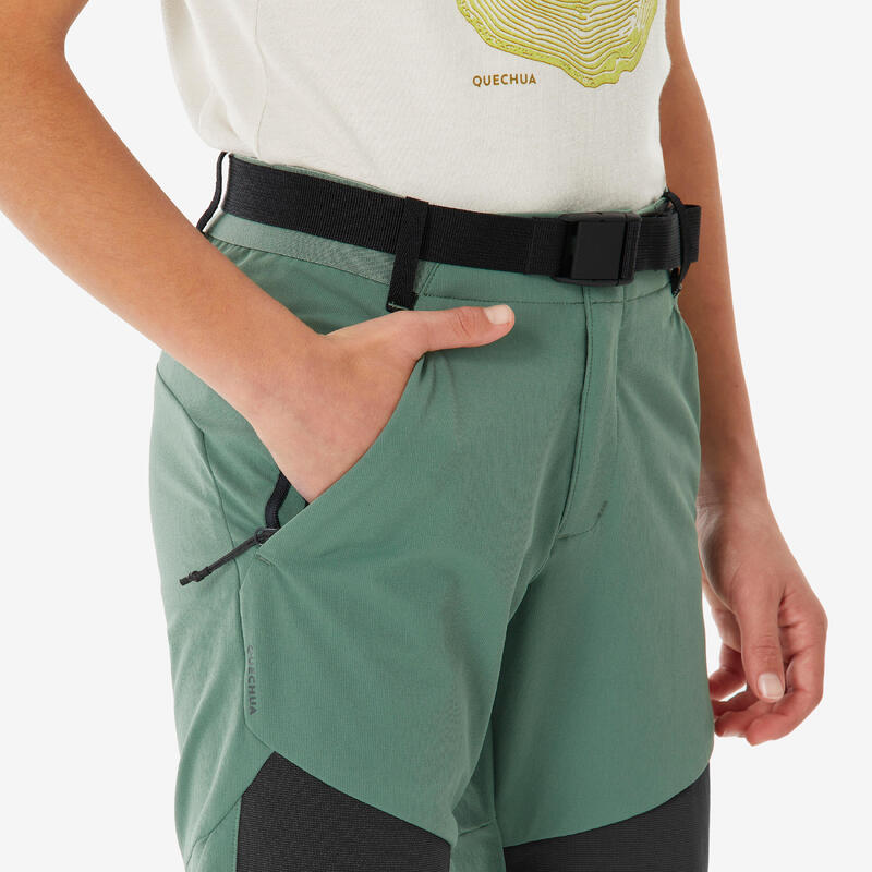 Pantalon Softshell Drumeție la munte MH900 Verde Copii 7-15 ani