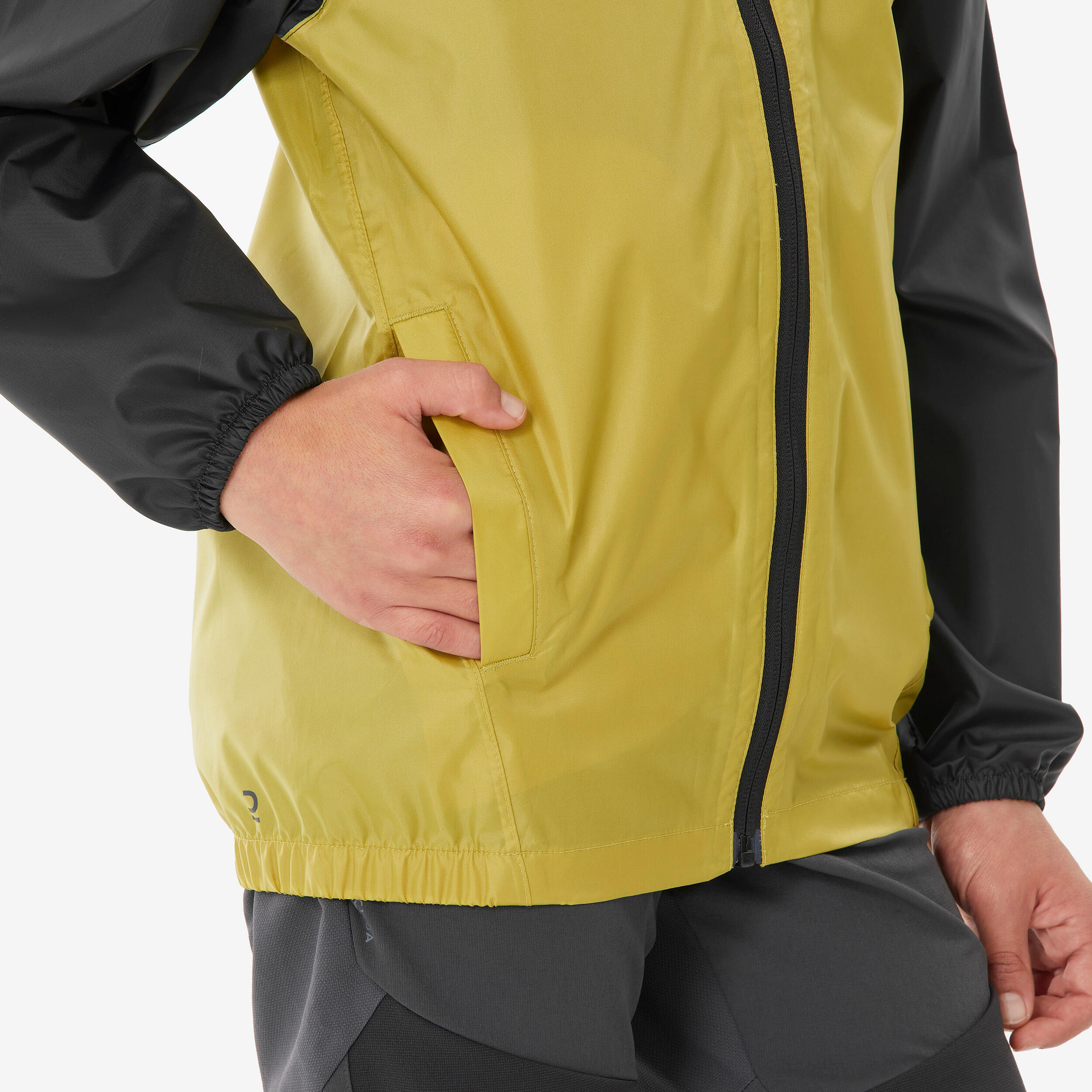 Kids’ waterproof hiking zip jacket, 7-15 years, MH100 - Grey Khaki