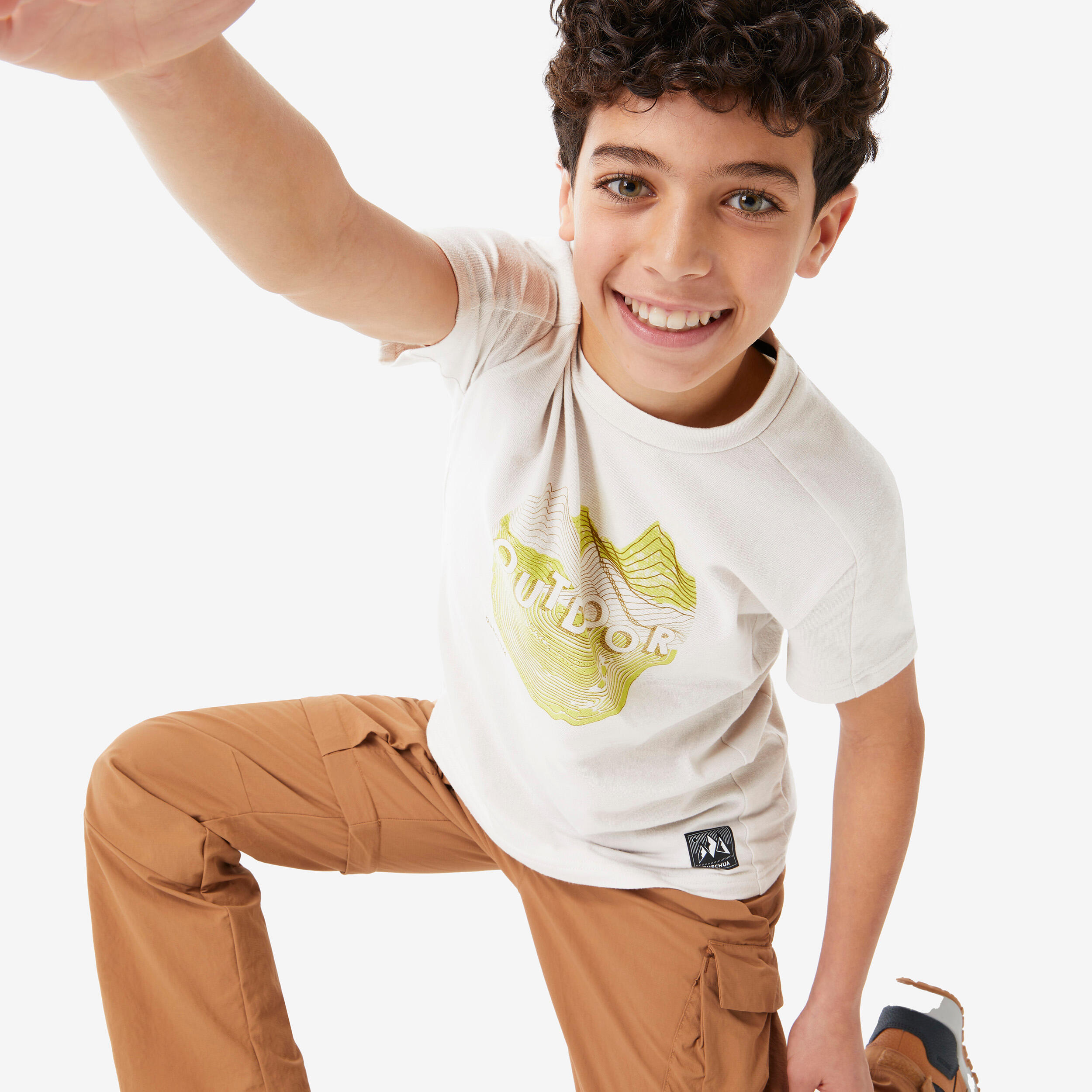 Kids’ hiking T-shirt, NH100 7-15 years - Twin Beige