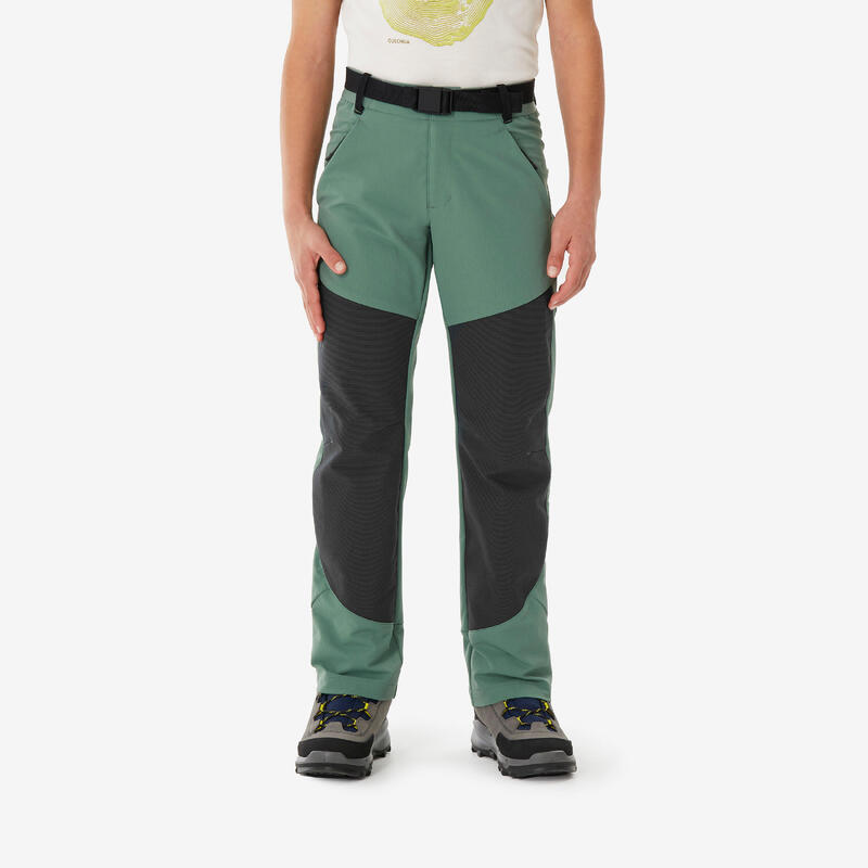 Pantalon Softshell Drumeție la munte MH900 Verde Copii 7-15 ani