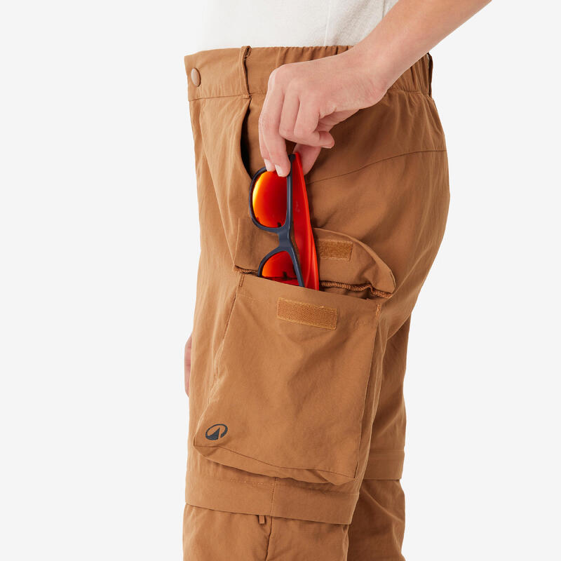 Pantalon Modulabil Drumeție MH500 Maro Copii 7-15 ani