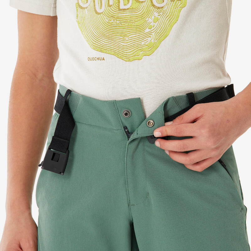 Pantalon Softshell Drumeție la munte MH900 Verde Copii 7-15 ani