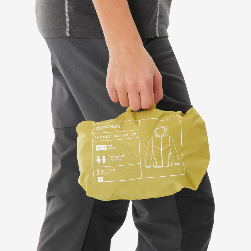 Dětská turistická nepromokavá bunda na zip 7–15 let MH 100
