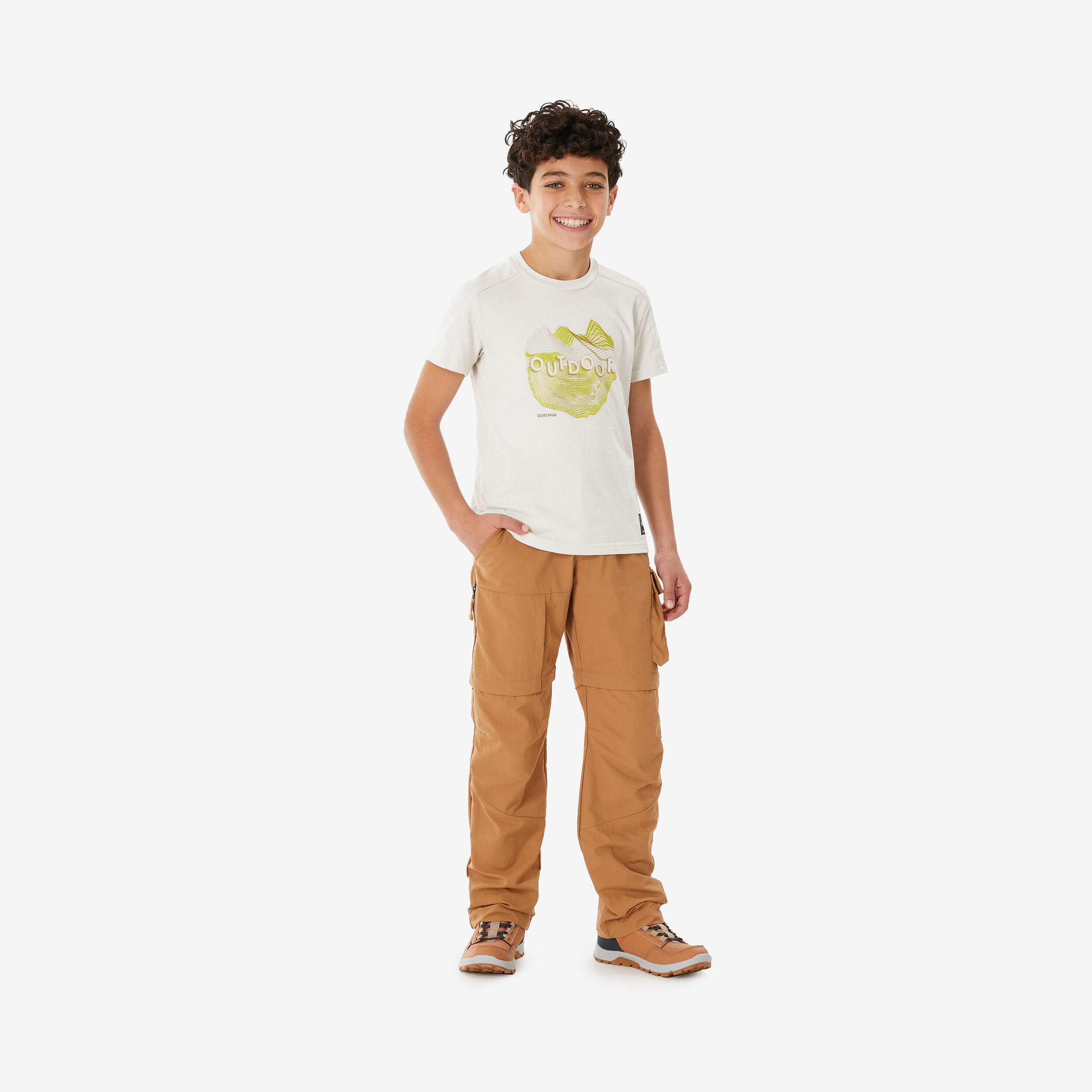 Kids’ hiking T-shirt, NH100 7-15 years - Twin Beige