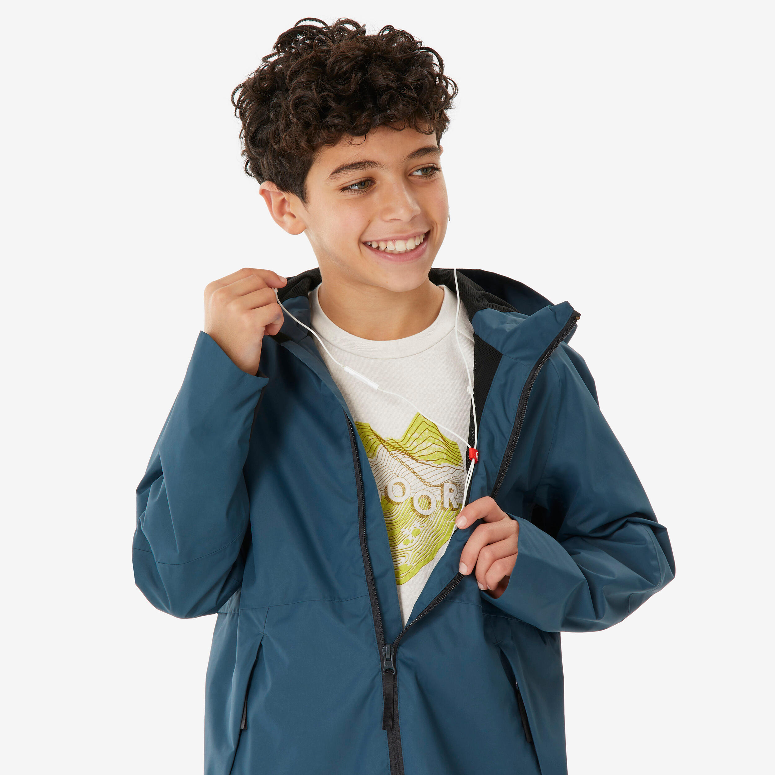 Veste imperméable de randonnée enfant - MH500 bleu 7-15 ans - QUECHUA