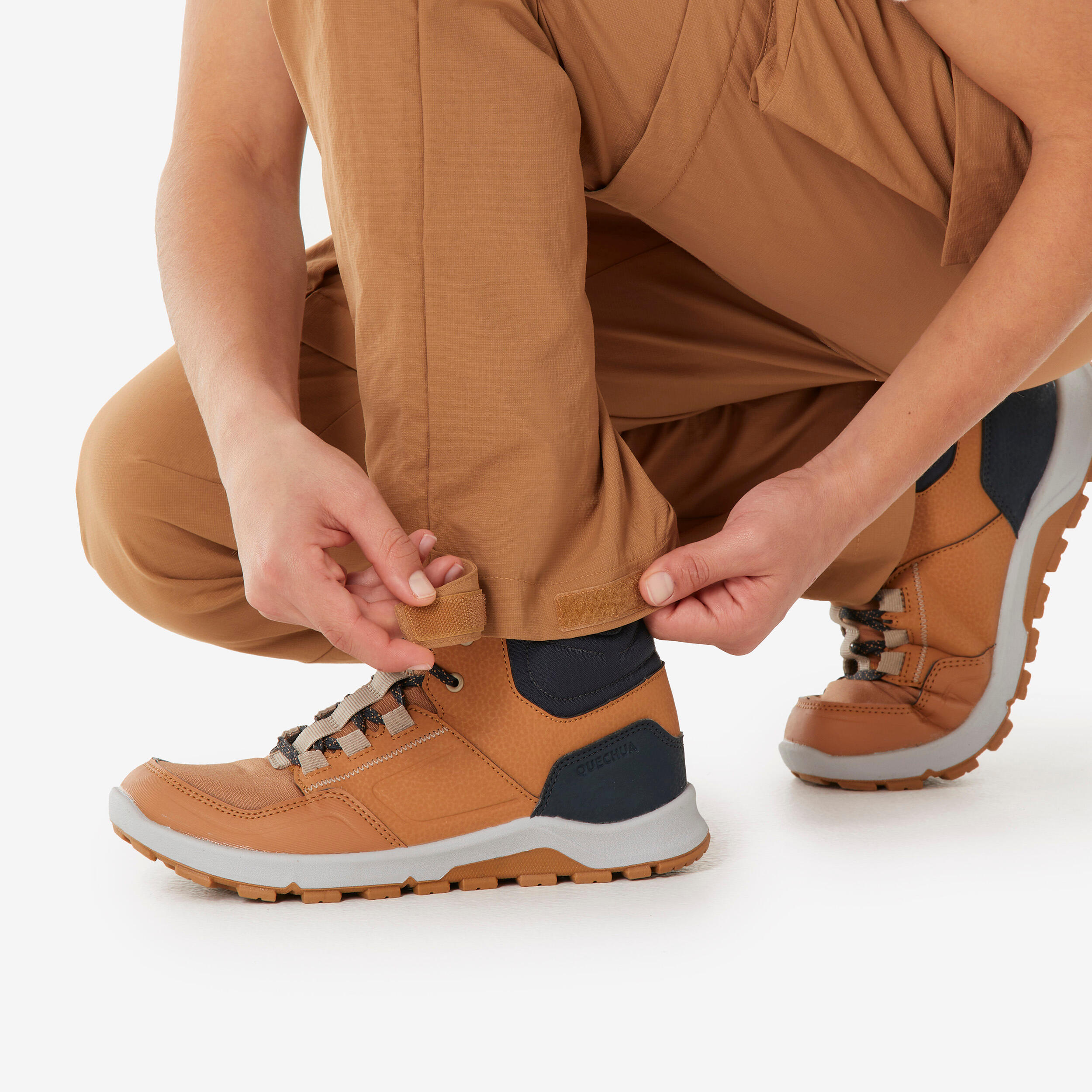 Wanderhose Zip-Off-Hose MH500 Kinder Gr. 122–170 braun  8/11