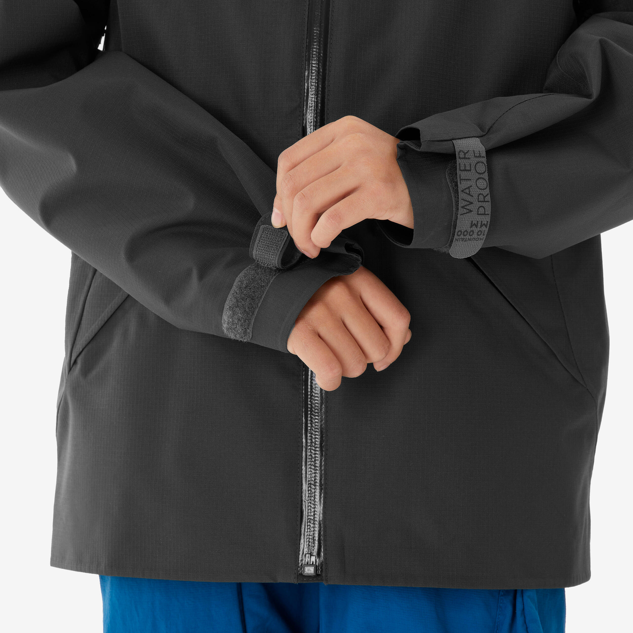 Kids’ Waterproof Hiking Jacket - MH 900 Black Ages 7-15 - QUECHUA