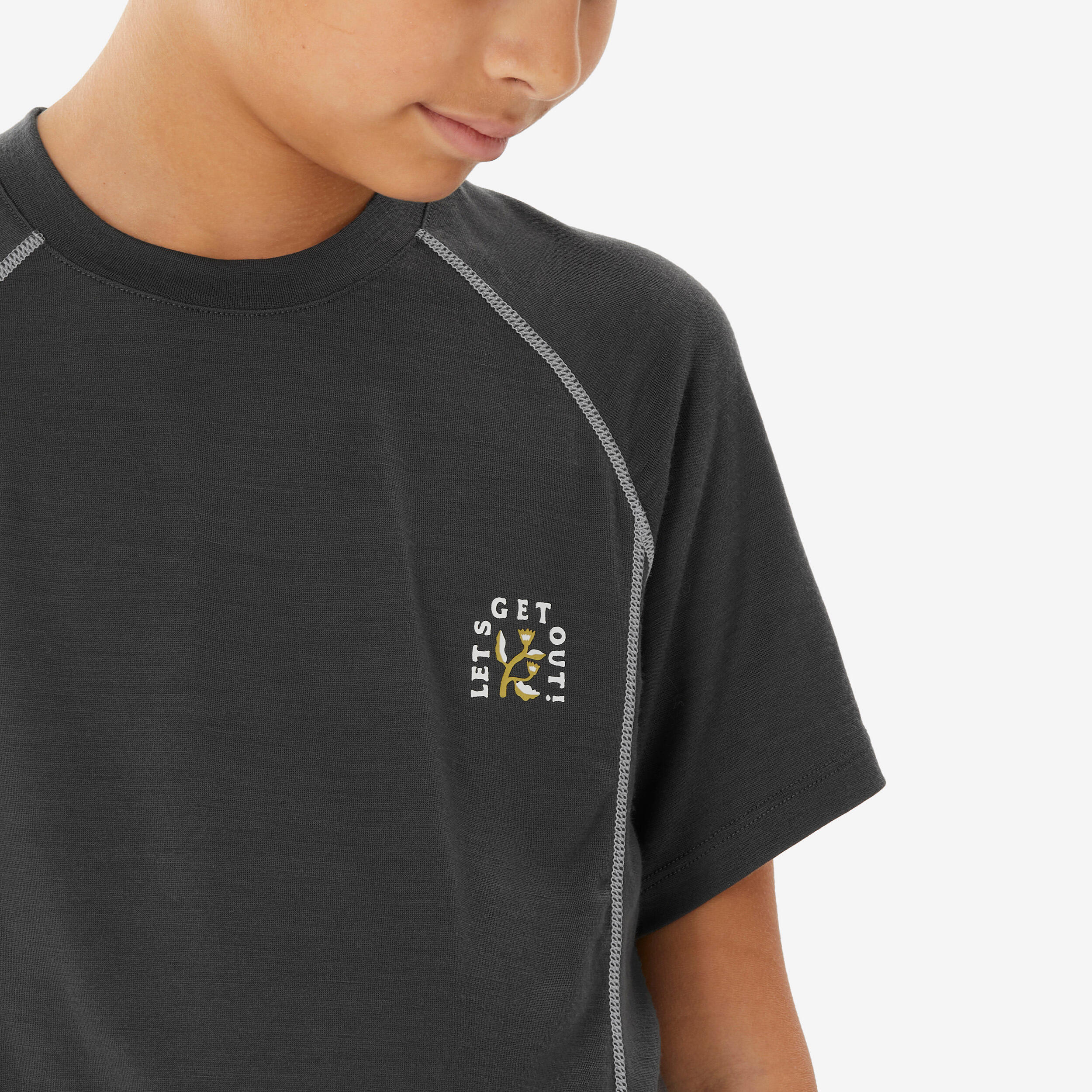 T-shirt in lana trekking bambina MH900 WOOL lilla 19/21