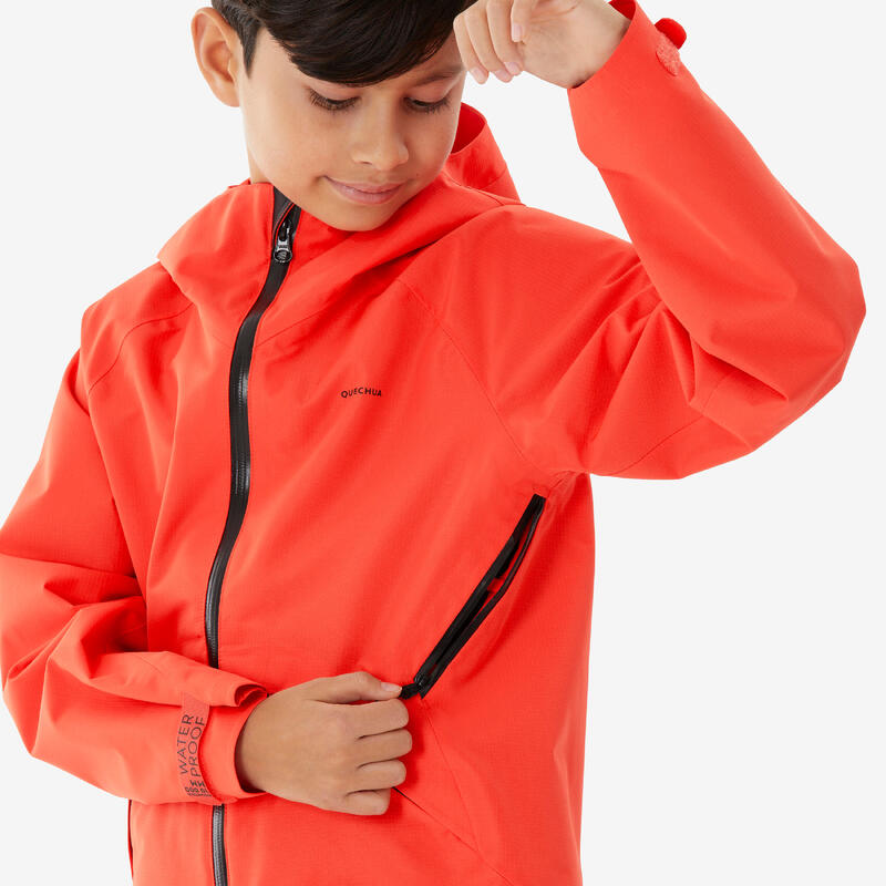Veste de randonnée montagne imperméable légère enfant 7-15 ans, MH900 orange