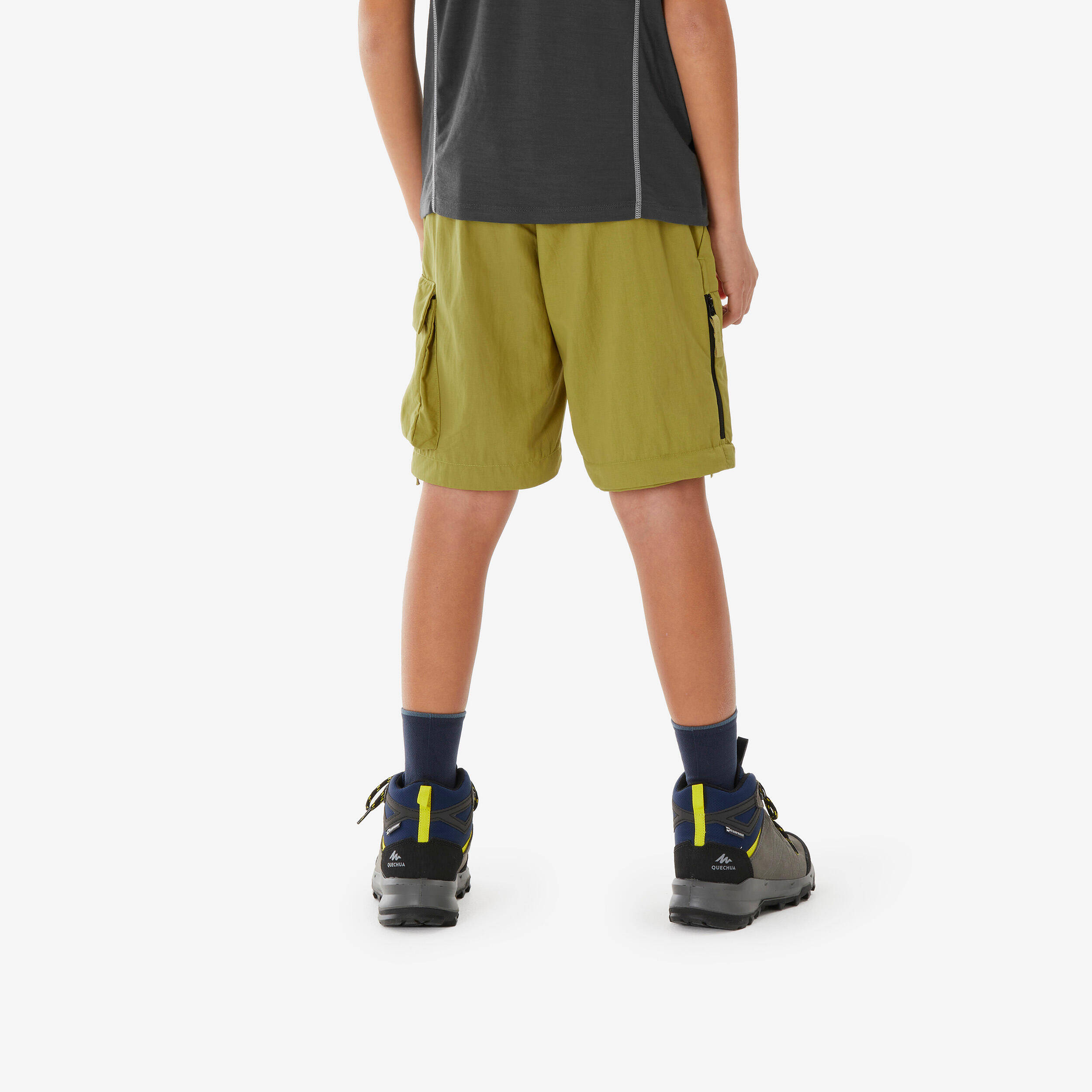 Kids’ convertible hiking trousers, 7-15 years, MH500 - Khaki Yellow -  5
