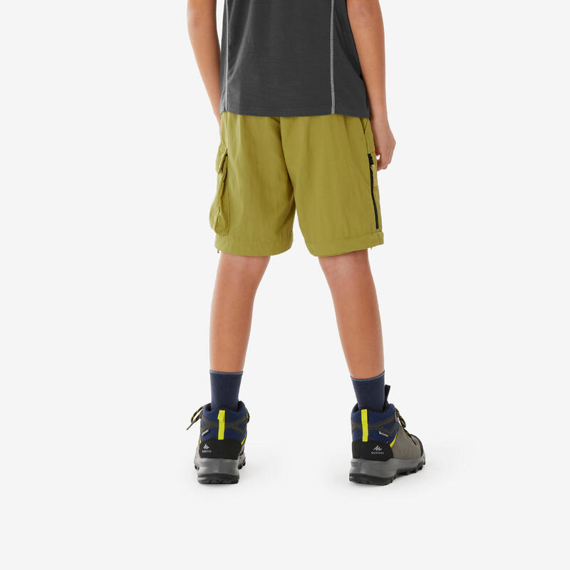 Pantalon modulable de randonnée enfant 7-15 ans, MH500 khaki jaune