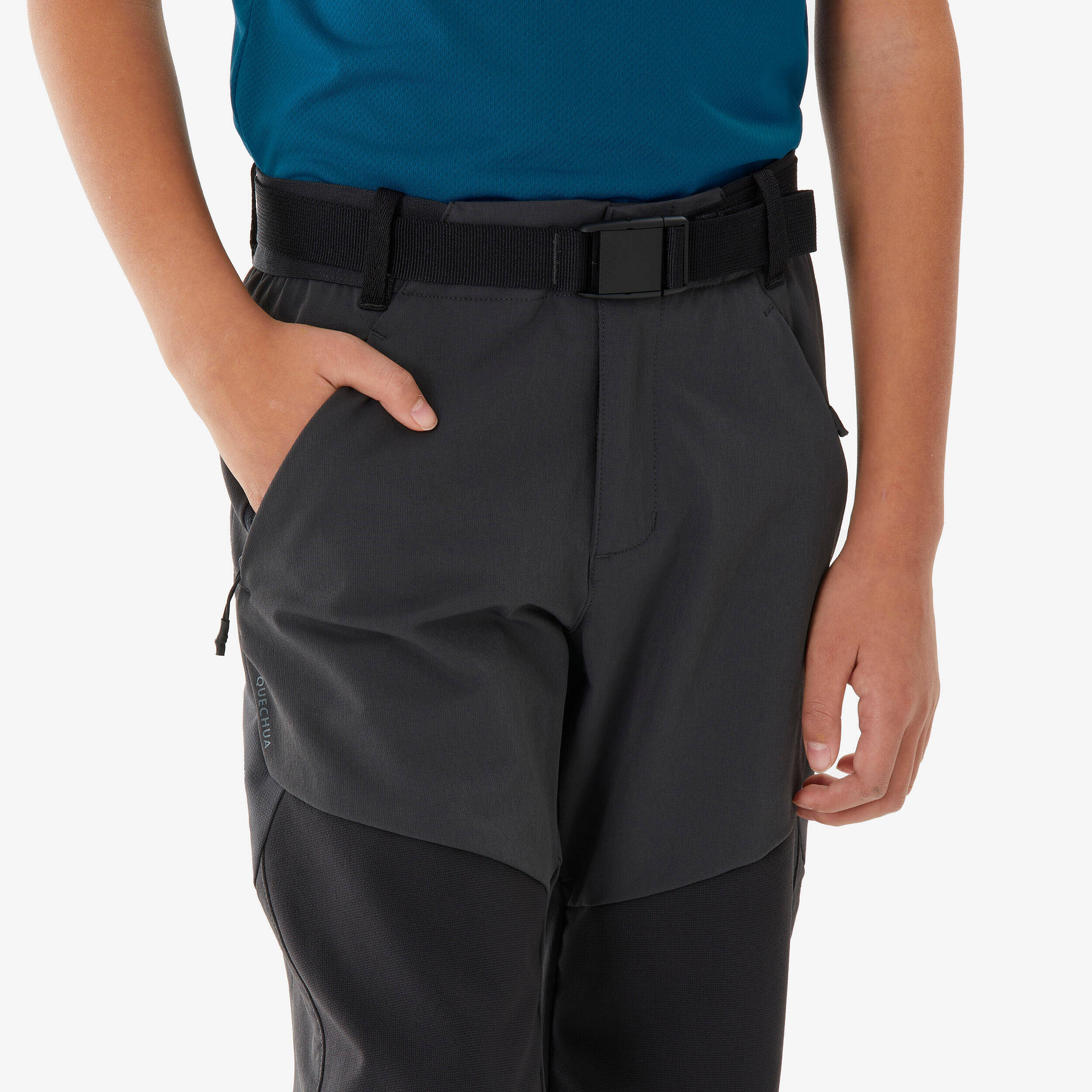 Kids’ softshell hiking trousers, 7-15 years, MH900 - Grey/Black -  5