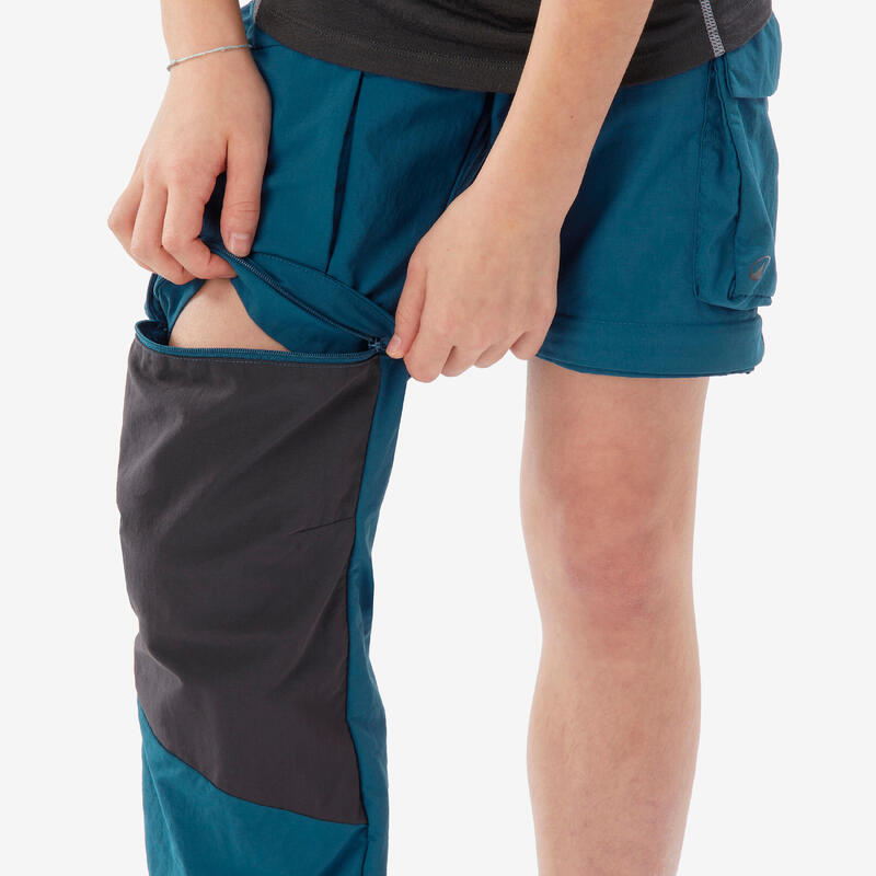 Pantalon Modulabil Drumeție MH500 Albastru Copii 7-15 ani