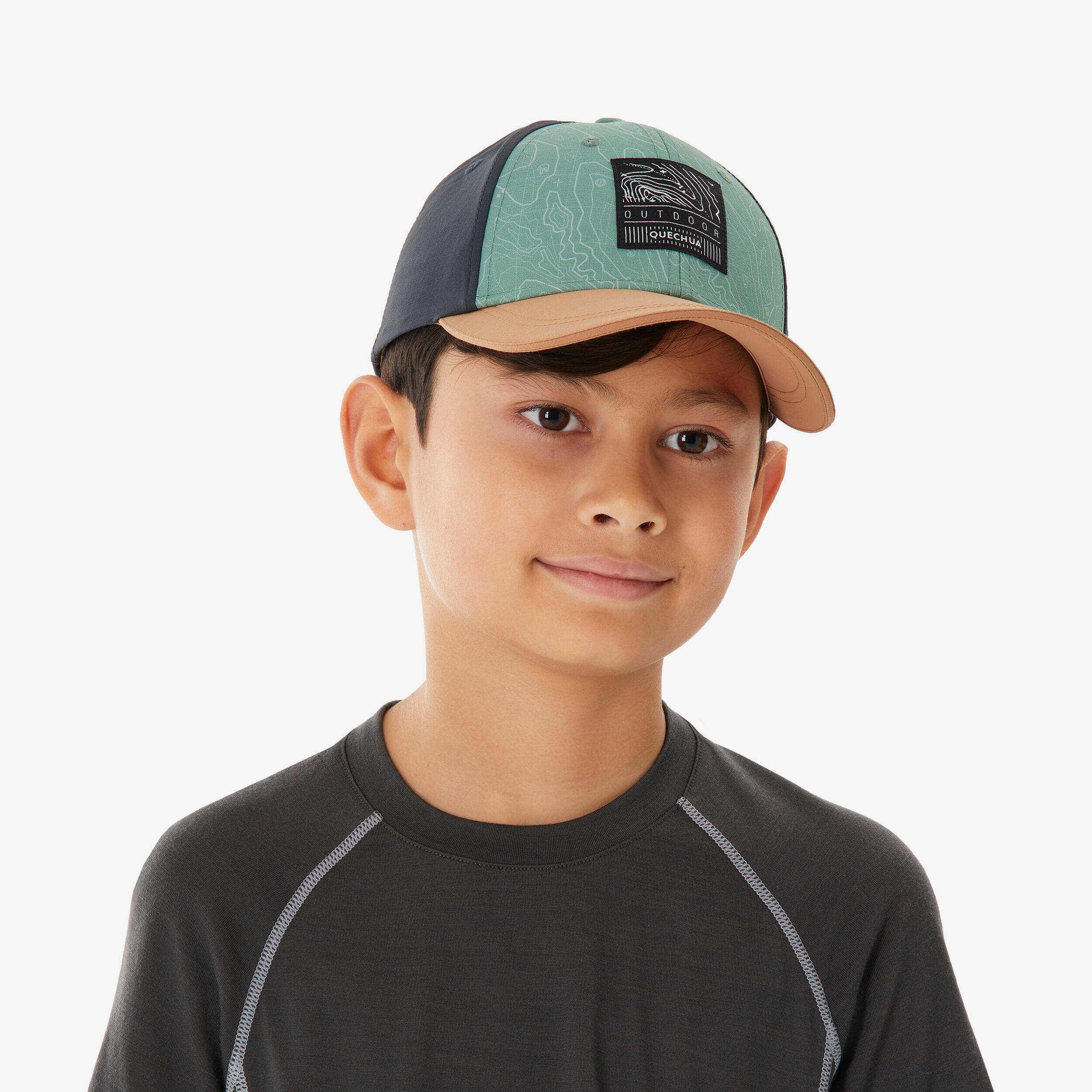 Kids’ hiking cap MH100, 7-15 years - Khaki -  1