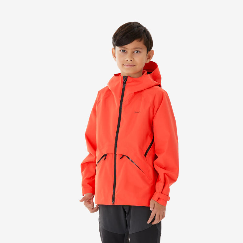 Veste de randonnée montagne imperméable légère enfant 7-15 ans, MH900 orange