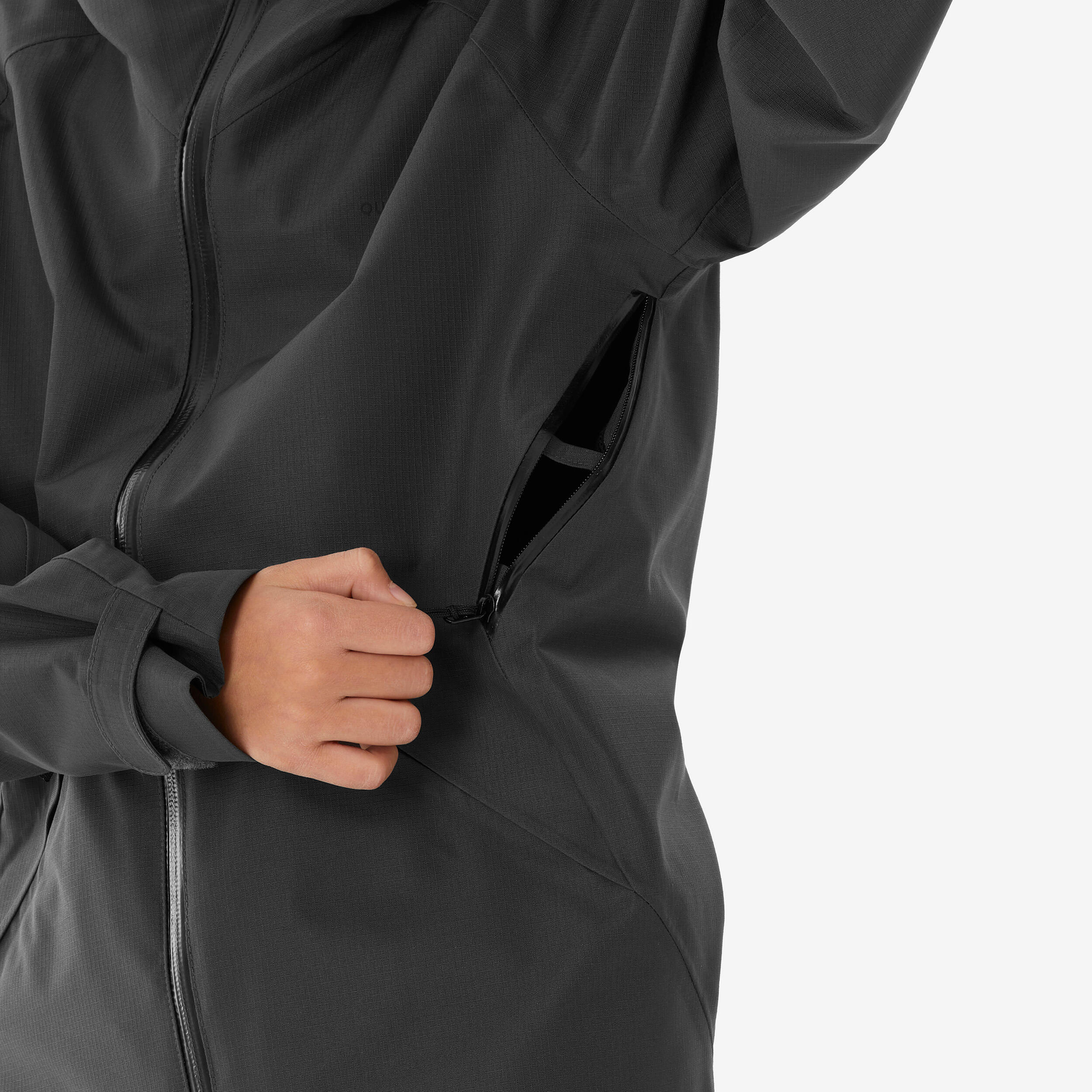 Kids’ Waterproof Hiking Jacket - MH 900 Black Ages 7-15 - QUECHUA